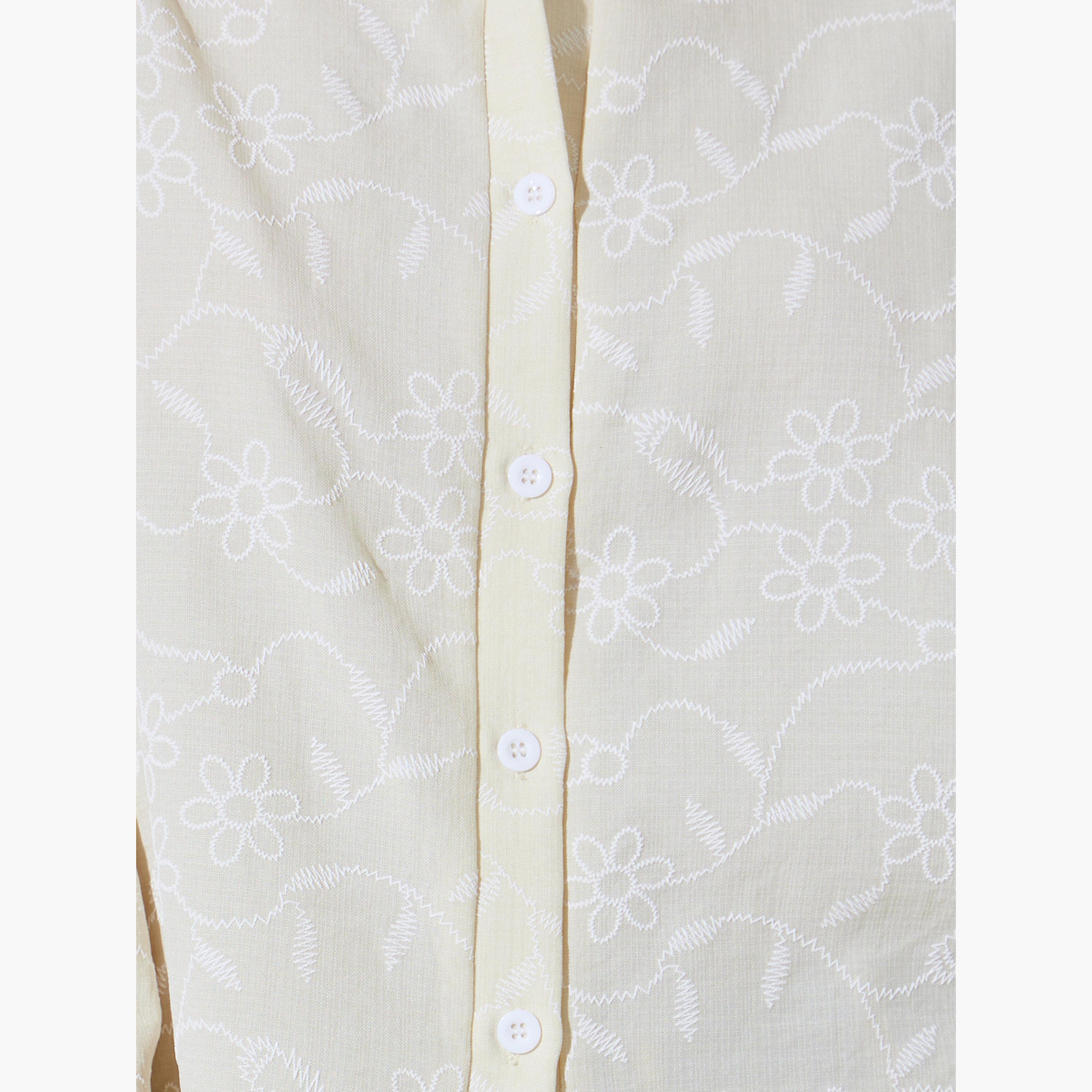 Take Two Cream Embroidered Shirt and Pants Co-ord Set-women-clothing-coordsets-image-5