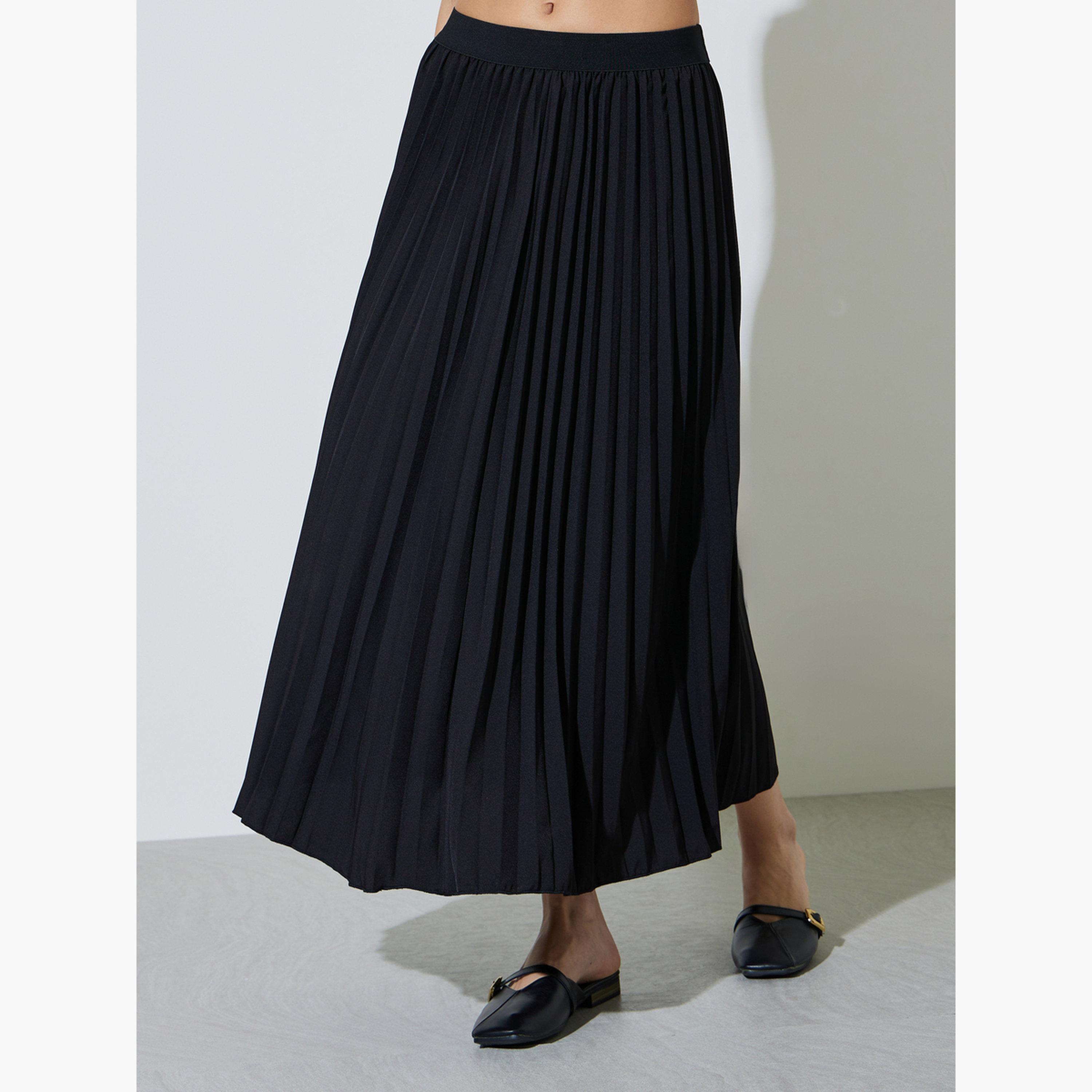 طقم منسق من تنورة بكسرات وبليزر بحزام وياقة طية صدر بشق-women-clothing-coordsets-image-4