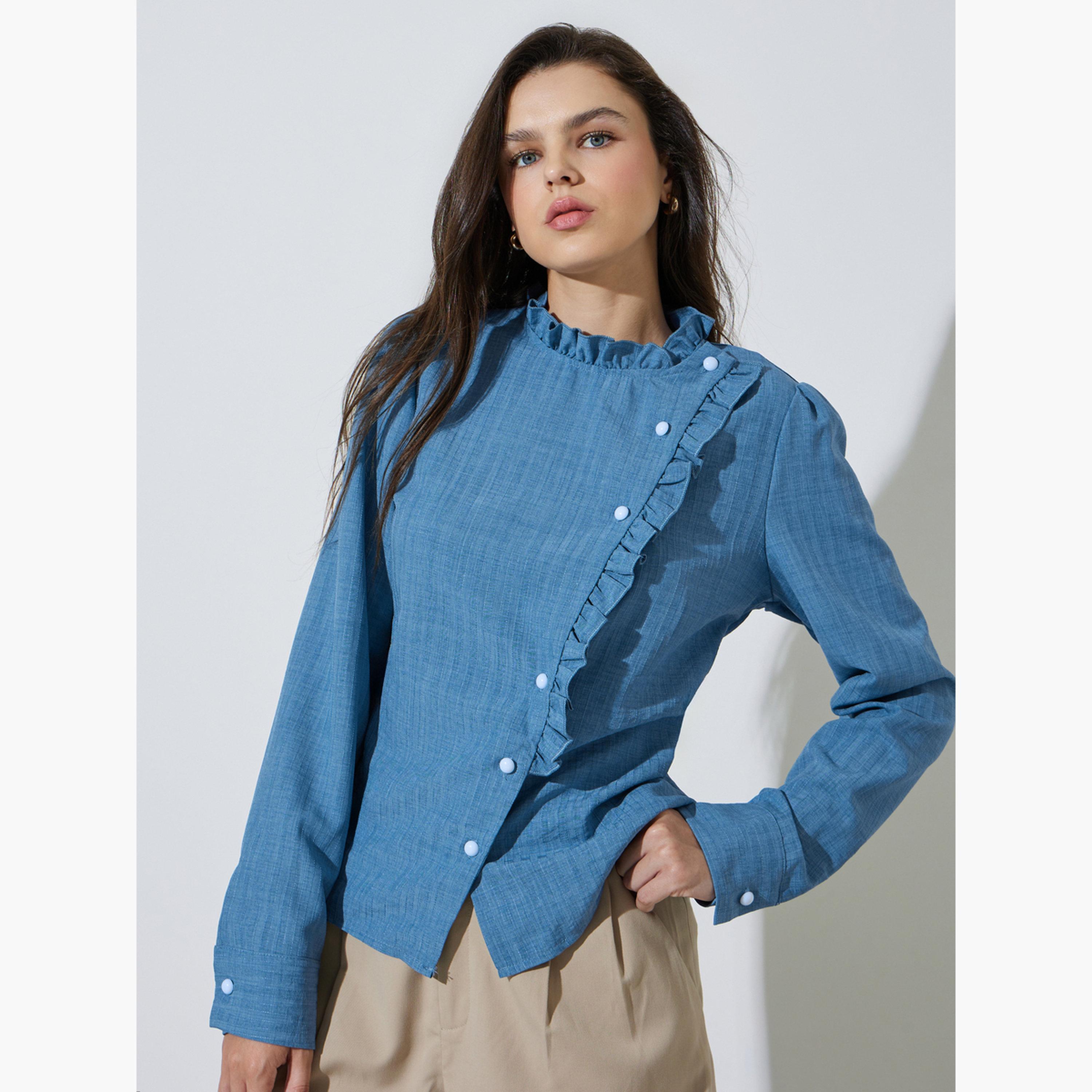 بلوزة بأكمام طويلة للنساء-women-clothing-shirtsandblouses-blouses-image-1