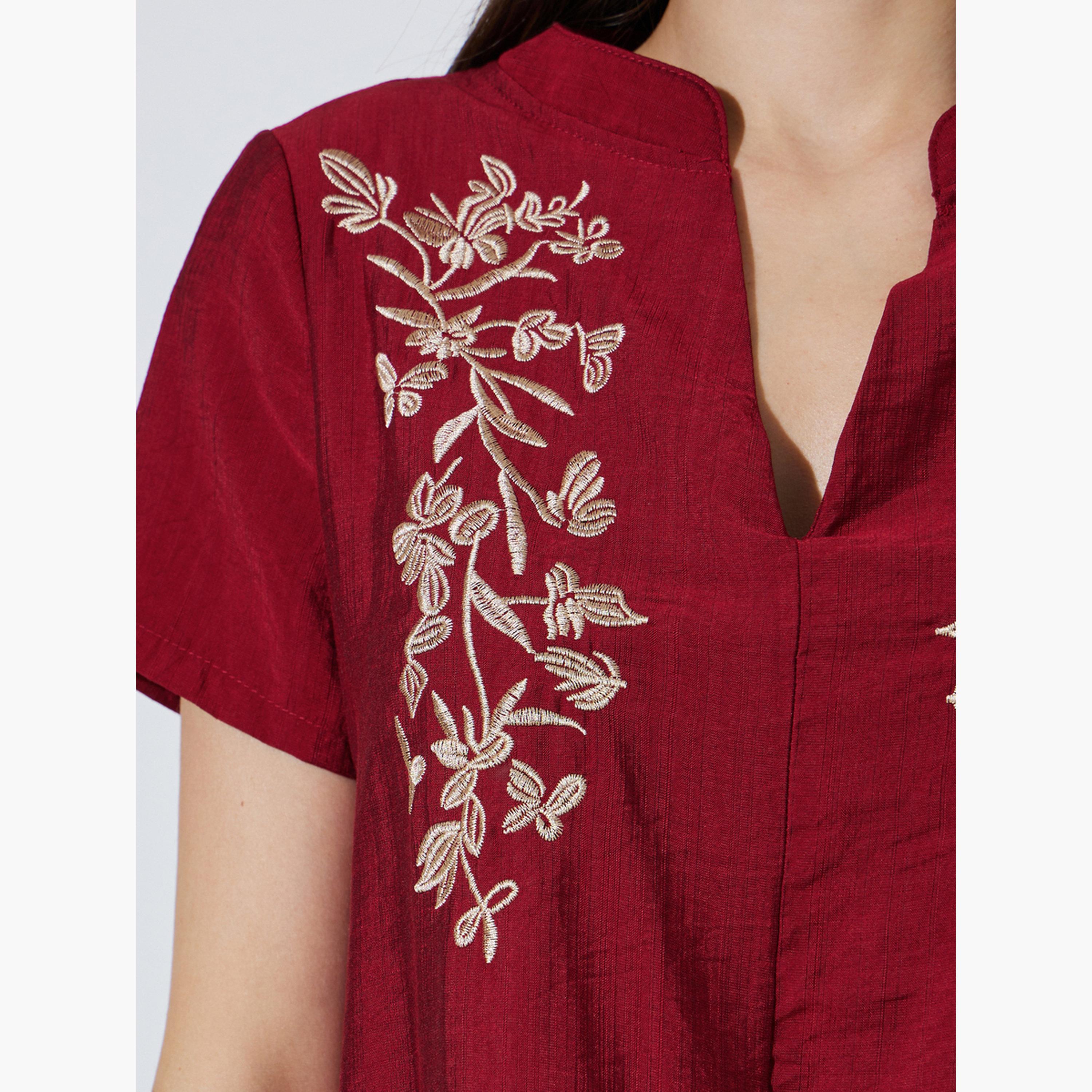 بلوزة مطرزة بأكمام قصيرة للنساء-women-clothing-shirtsandblouses-blouses-image-5