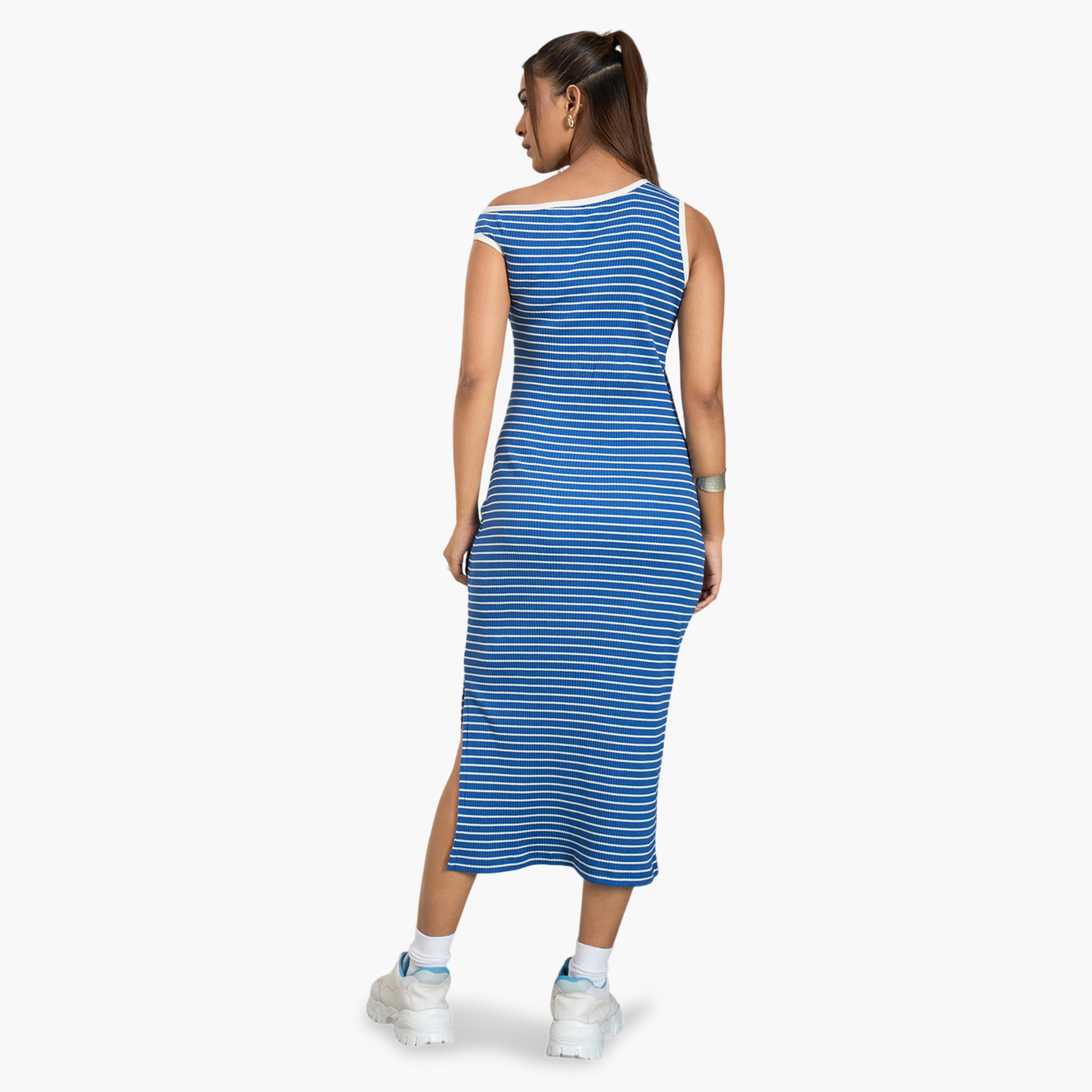 WineRed X Styli Blue Striped Off-Shoulder Ribbed Midi Dress-women-clothing-dresses-image-5