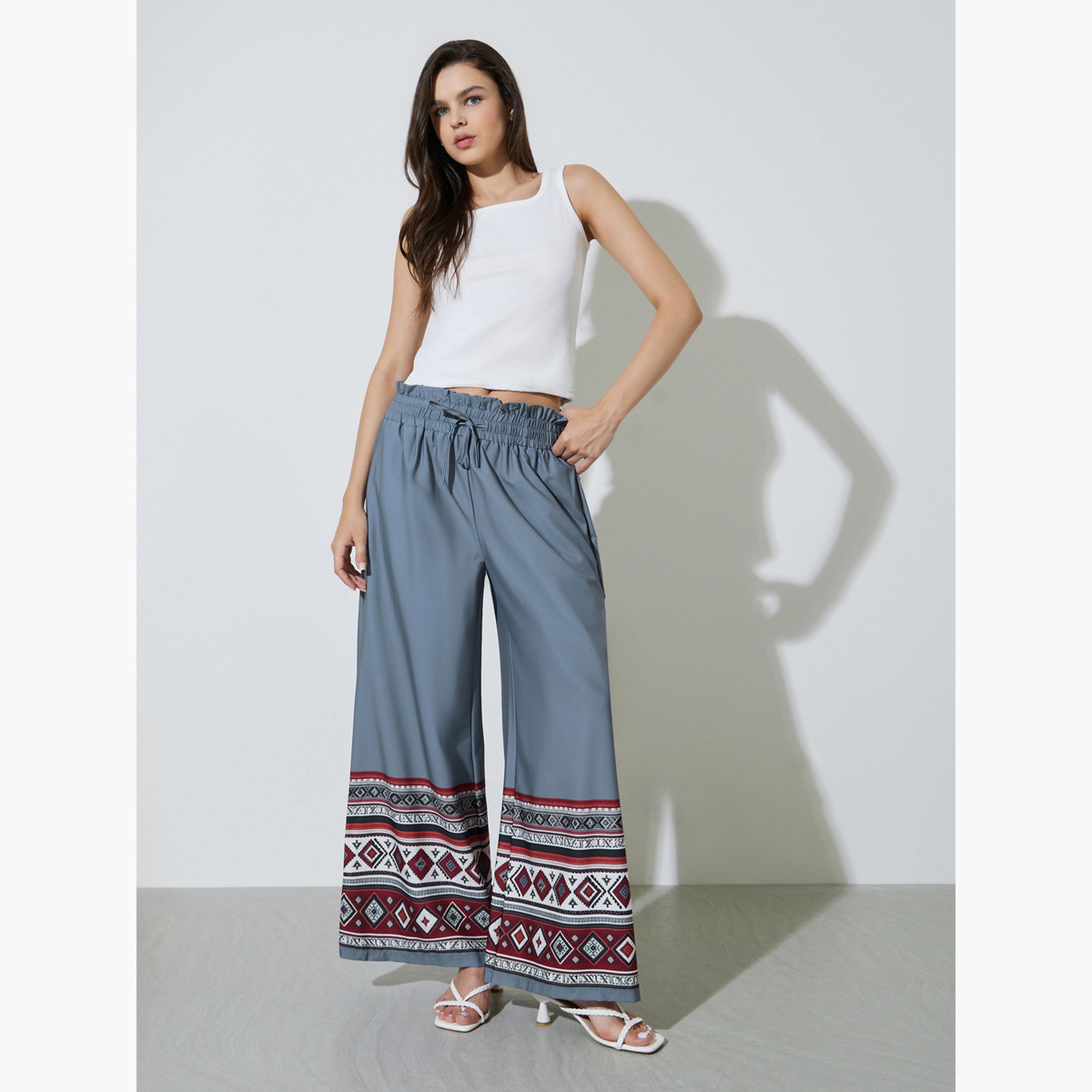Take Two Grey Geo Print Wide Leg Pants-women-clothing-bottoms-joggers-image-2