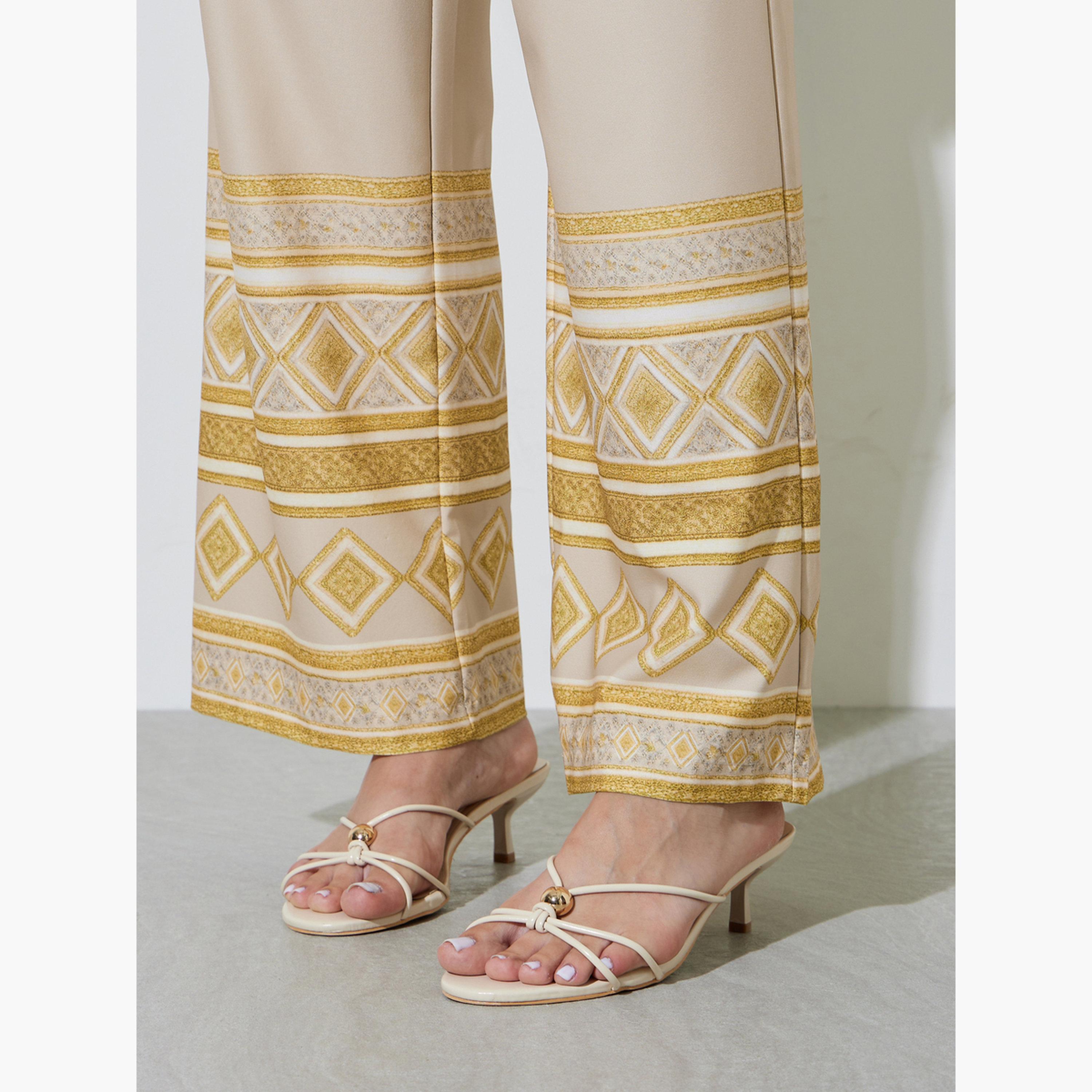 Take Two Beige Geo Print Straight Leg Pants-women-clothing-bottoms-joggers-image-4