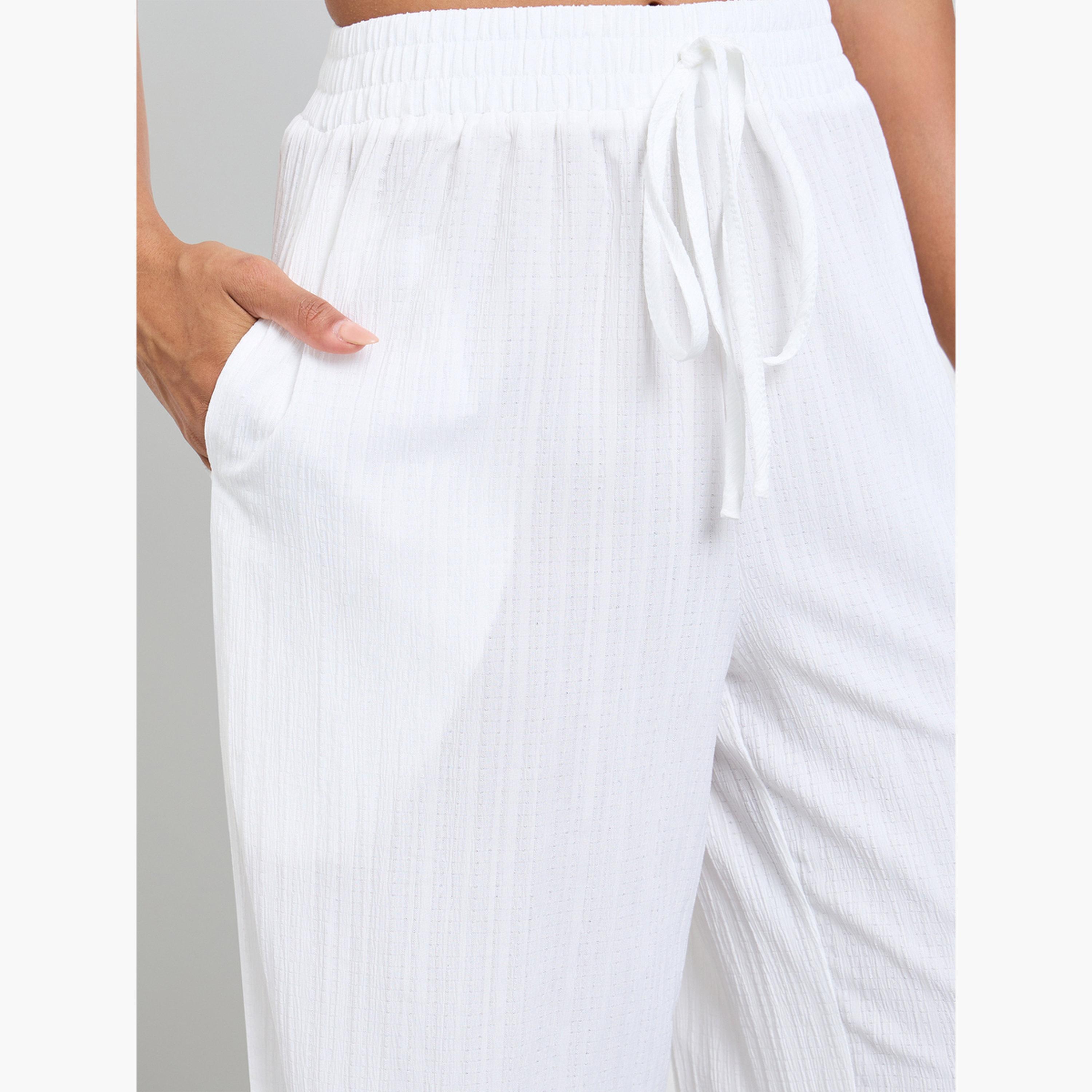Take Two White Wide Leg Drawstring Pants-women-clothing-bottoms-joggers-image-3