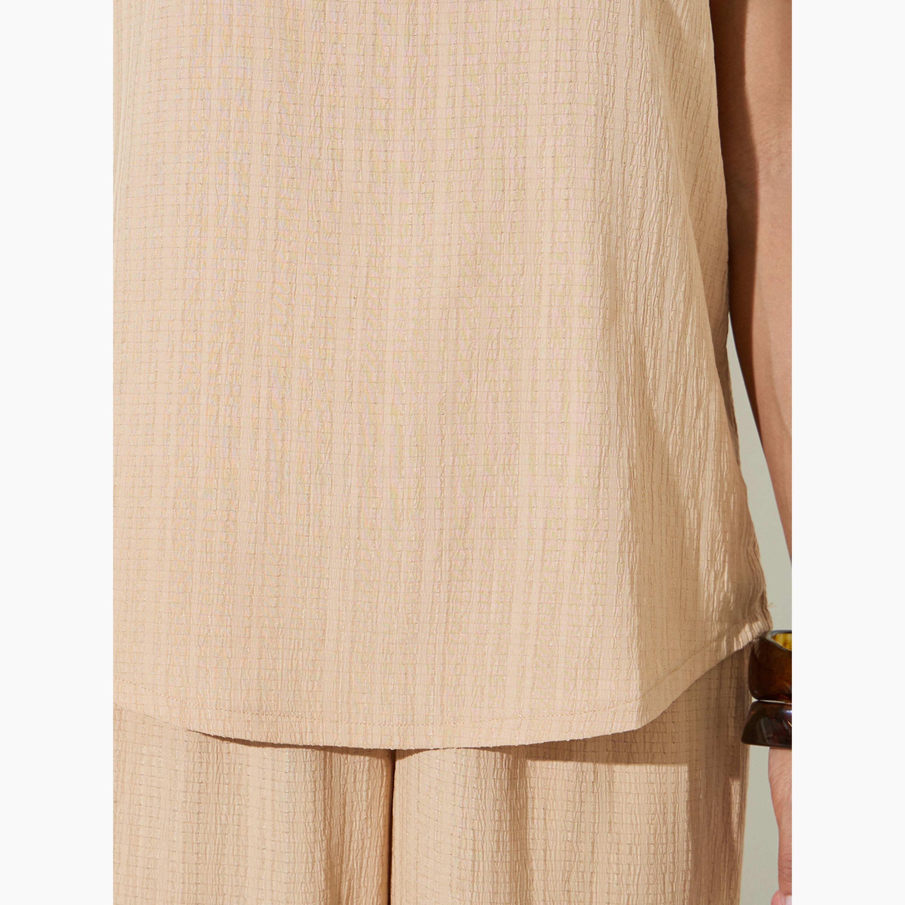 Amirah X Styli Beige Textured Sleeveless Top and Pants Modest Set-women-arabicclothing-sets-image-7