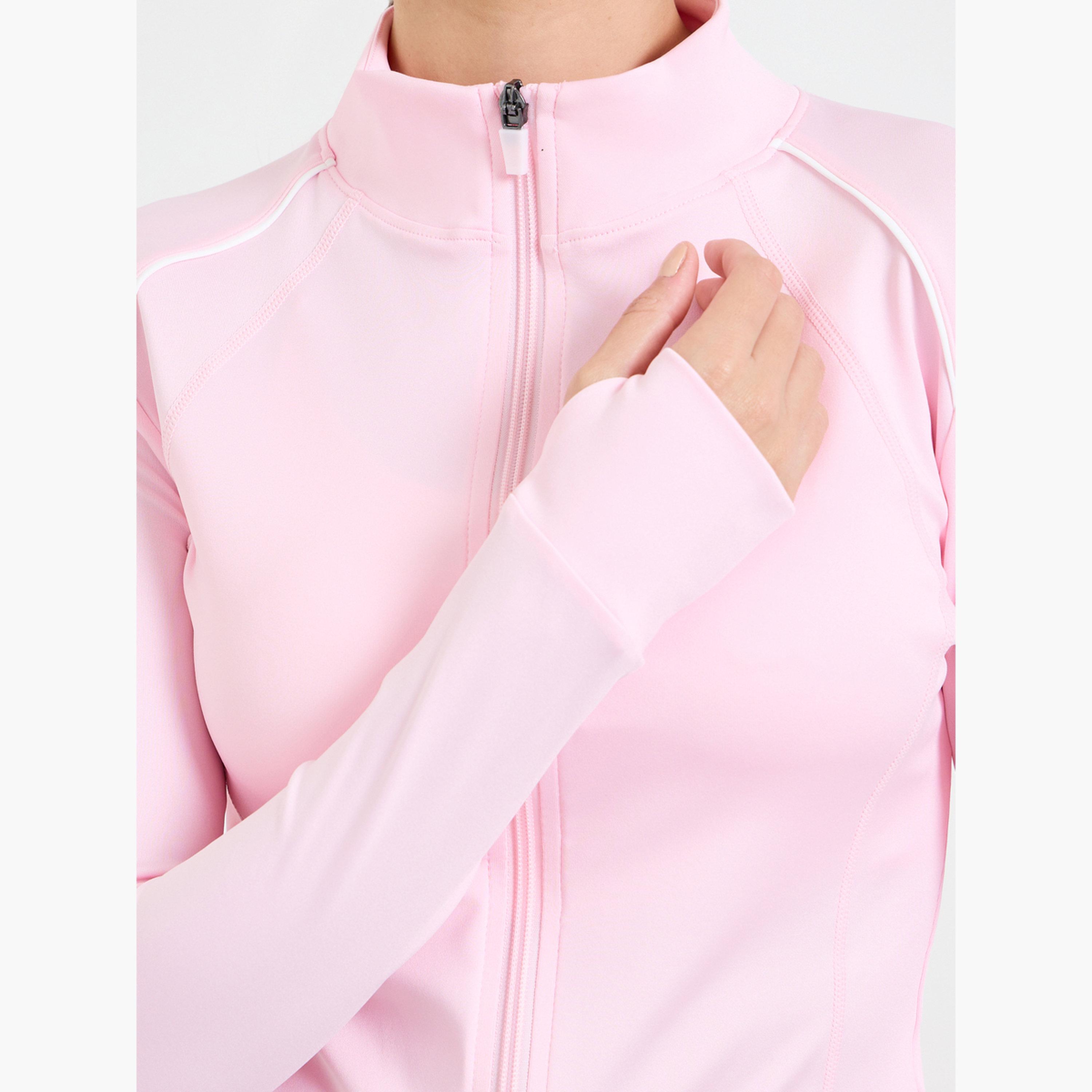 ستايلي - جاكيت وردي بأكمام طويلة وسحاب أمامي مع فتحة للإبهام-sports-women-clothing-coatsandjackets-jackets-image-6