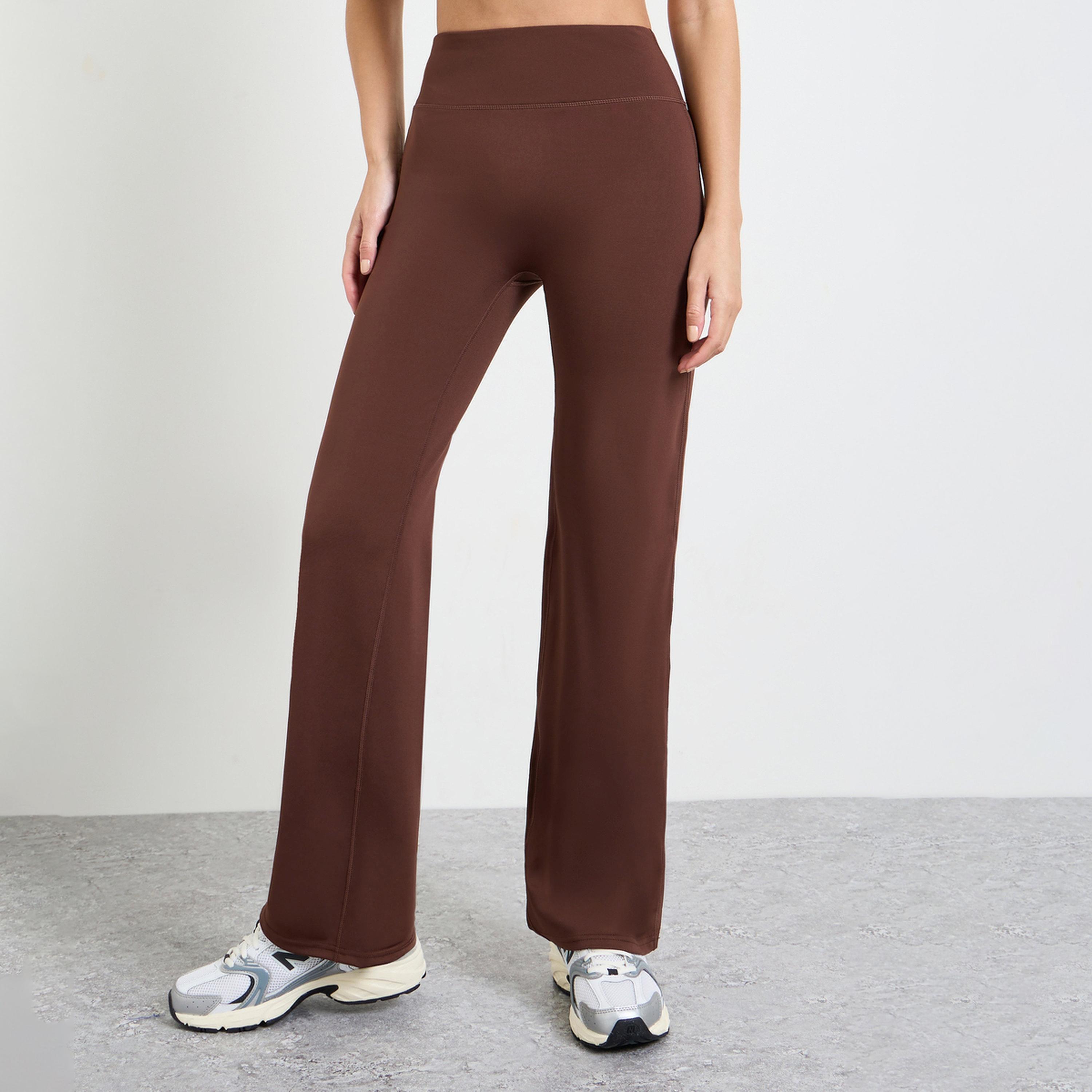 ستايلي - بنطال بني واسع الخصر فضفاض مستقيم-women-clothing-bottoms-joggers-image-1