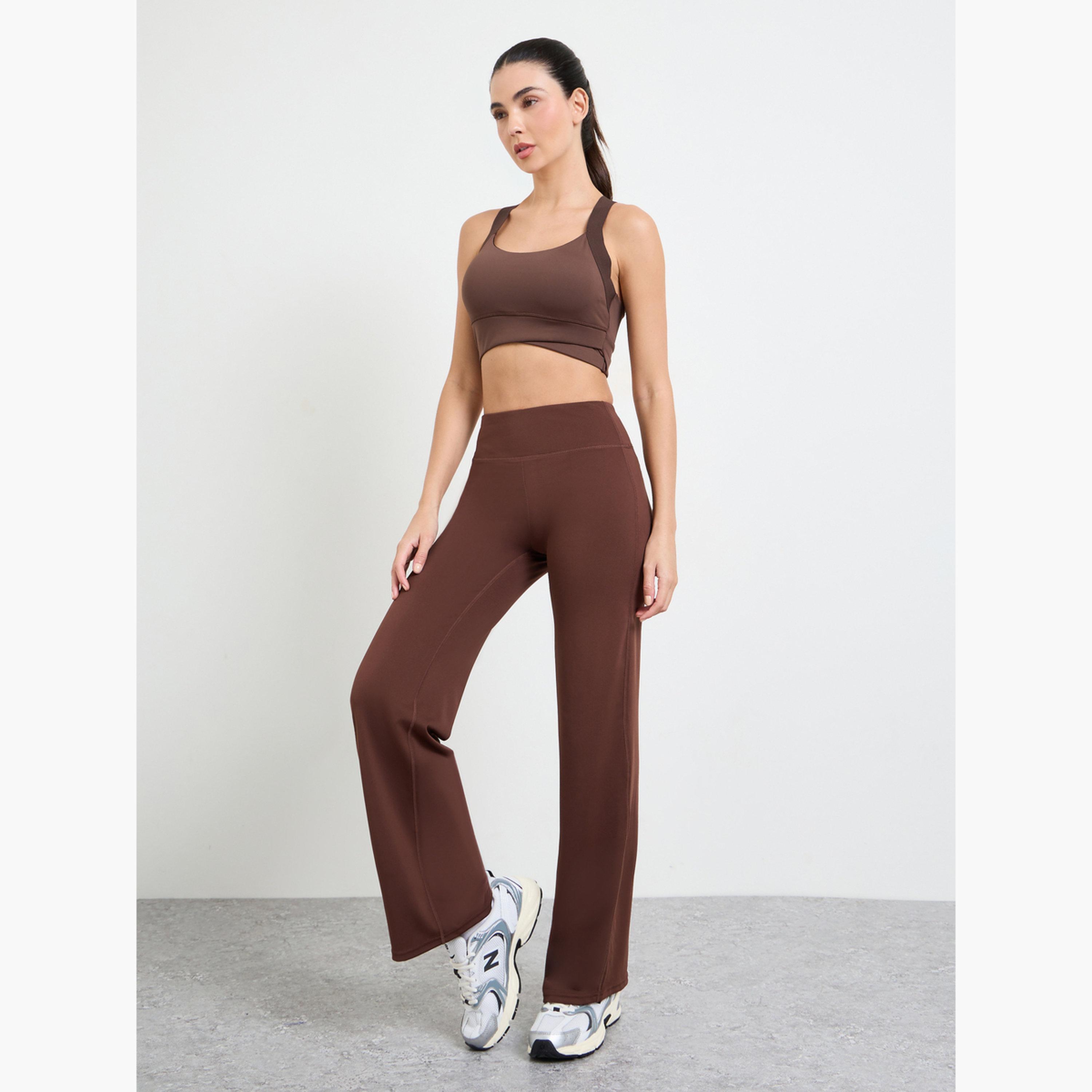 Styli Brown Broad Waist Loose Fit Straight Pants-women-clothing-bottoms-joggers-image-2