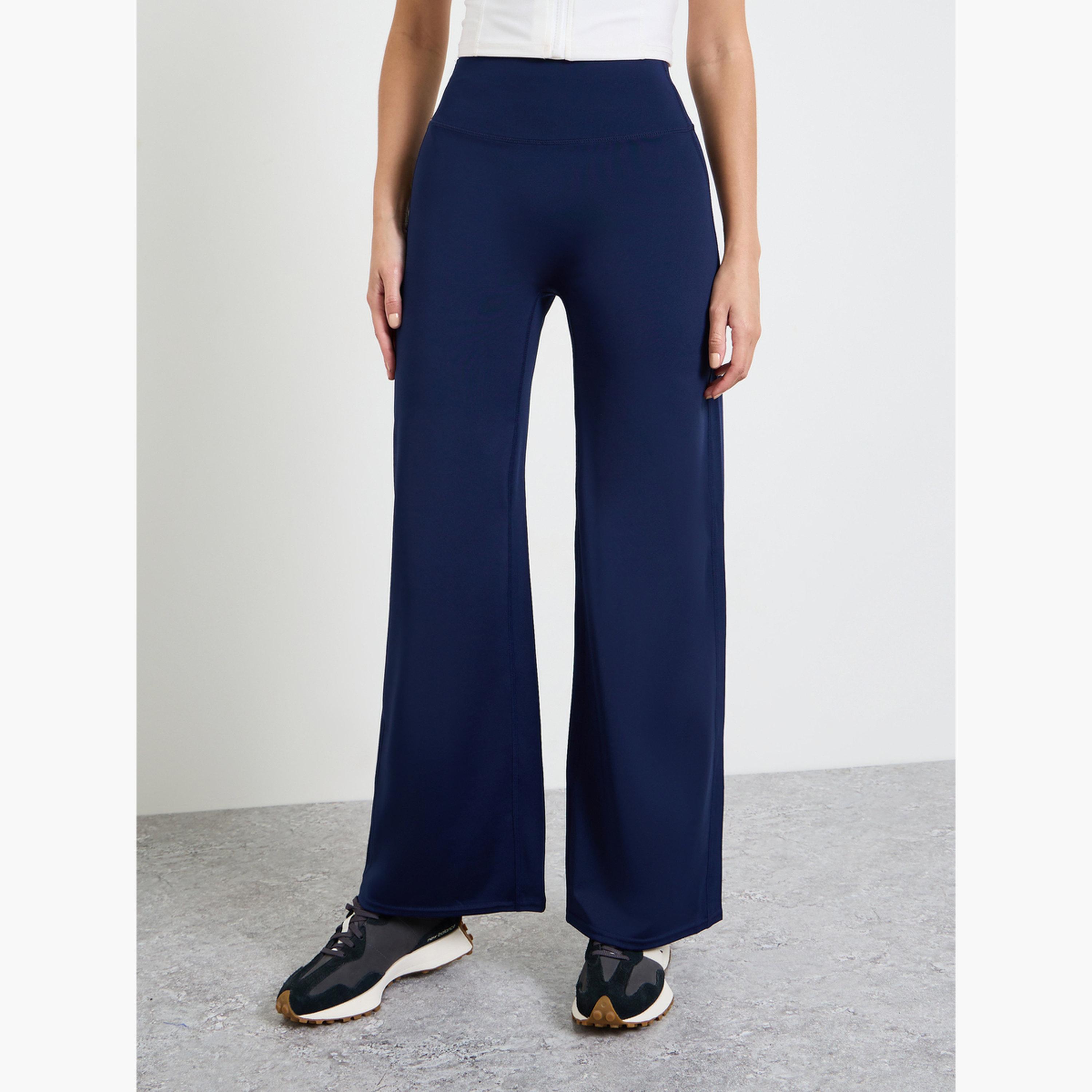Styli Navy Blue Broad Waist Loose Fit Straight Pants-women-clothing-bottoms-joggers-image-1