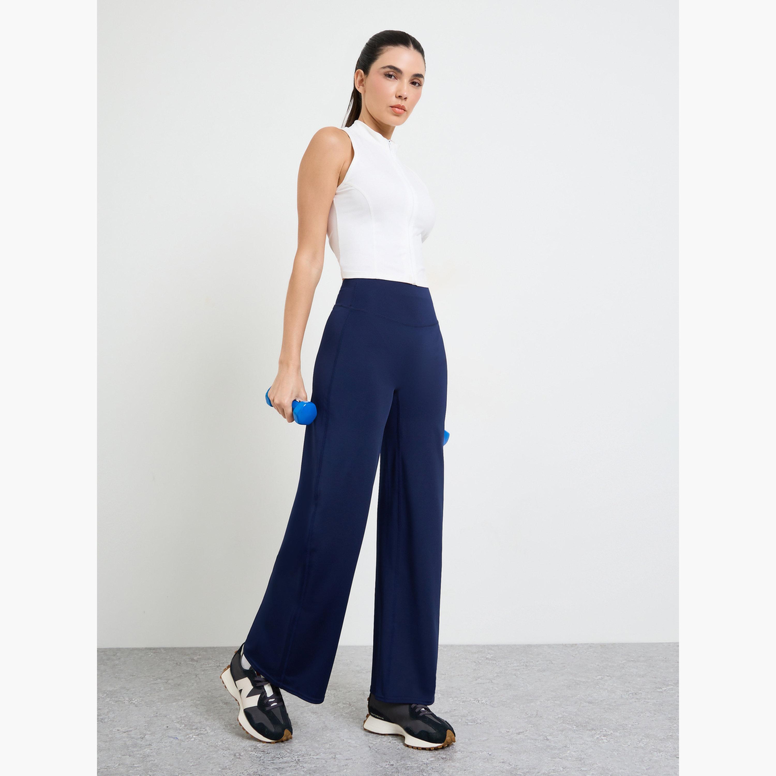 Styli Navy Blue Broad Waist Loose Fit Straight Pants-women-clothing-bottoms-joggers-image-2