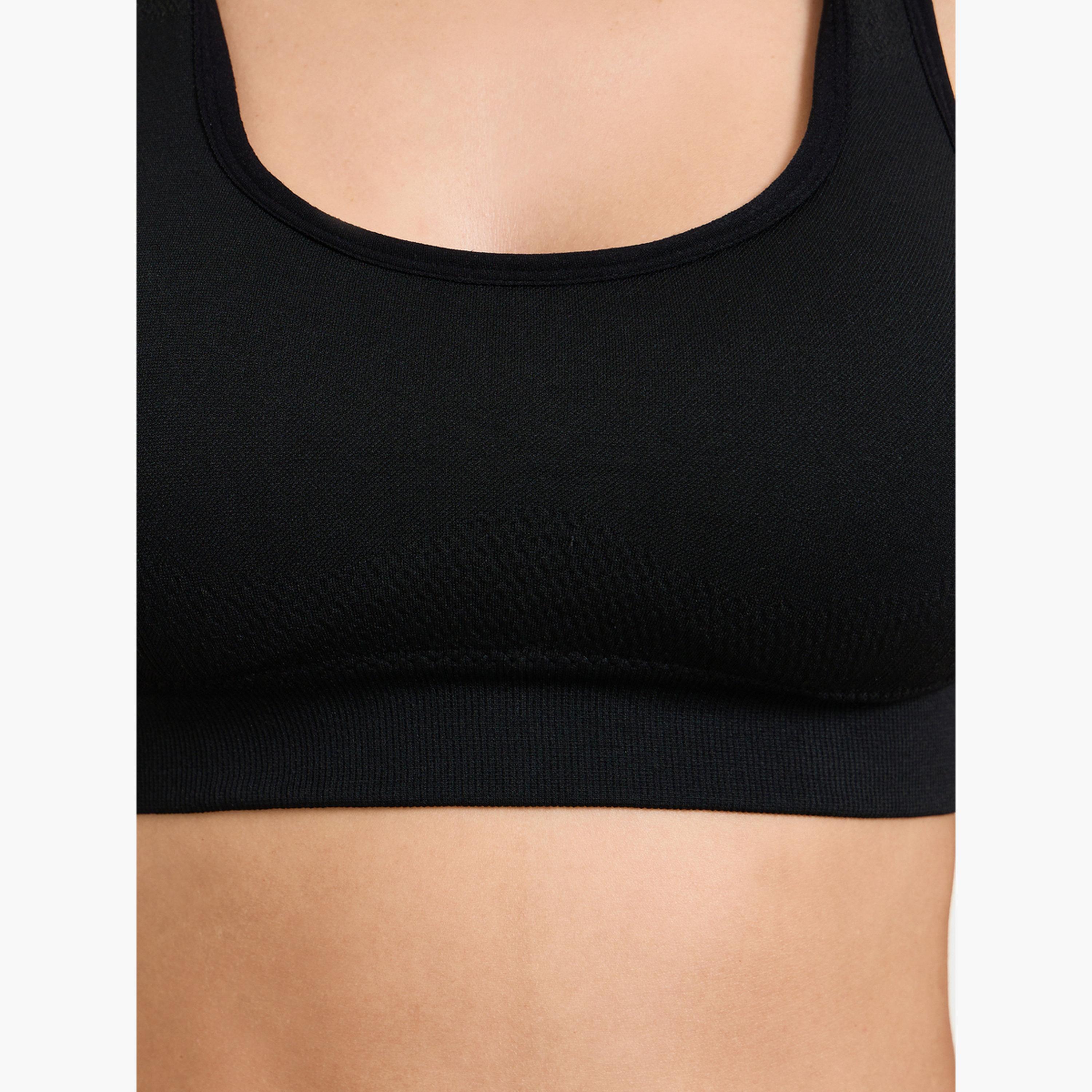 Styli Black Seamless Tear Drop Back Peep Sports Bra-women-clothing-sportswearandactivewear-sportsbras-image-5