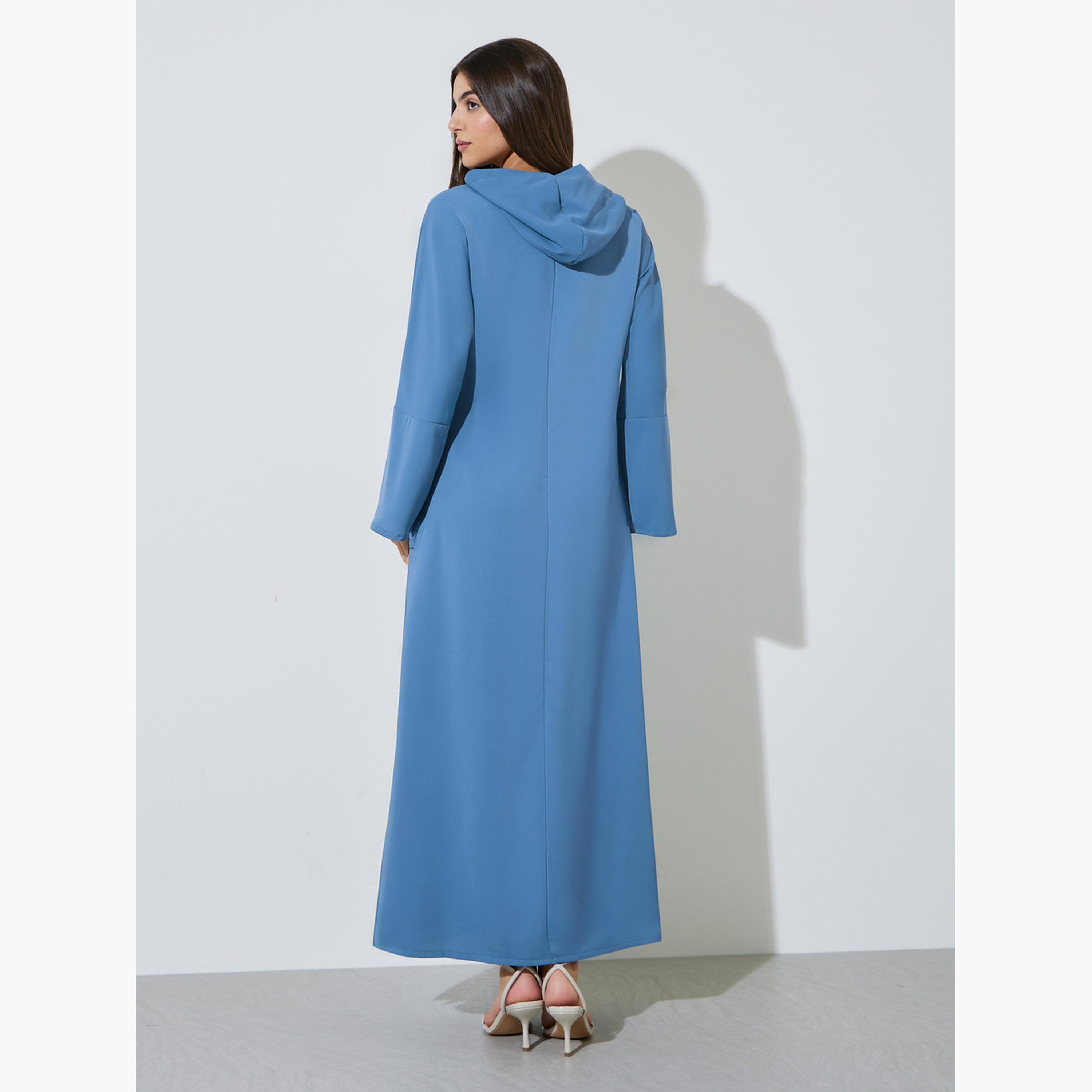 اميرة × ستايلي - جلابية بنية اللون مطرزة بغطاء رأس-women-arabicclothing-jalabiyas-image-6
