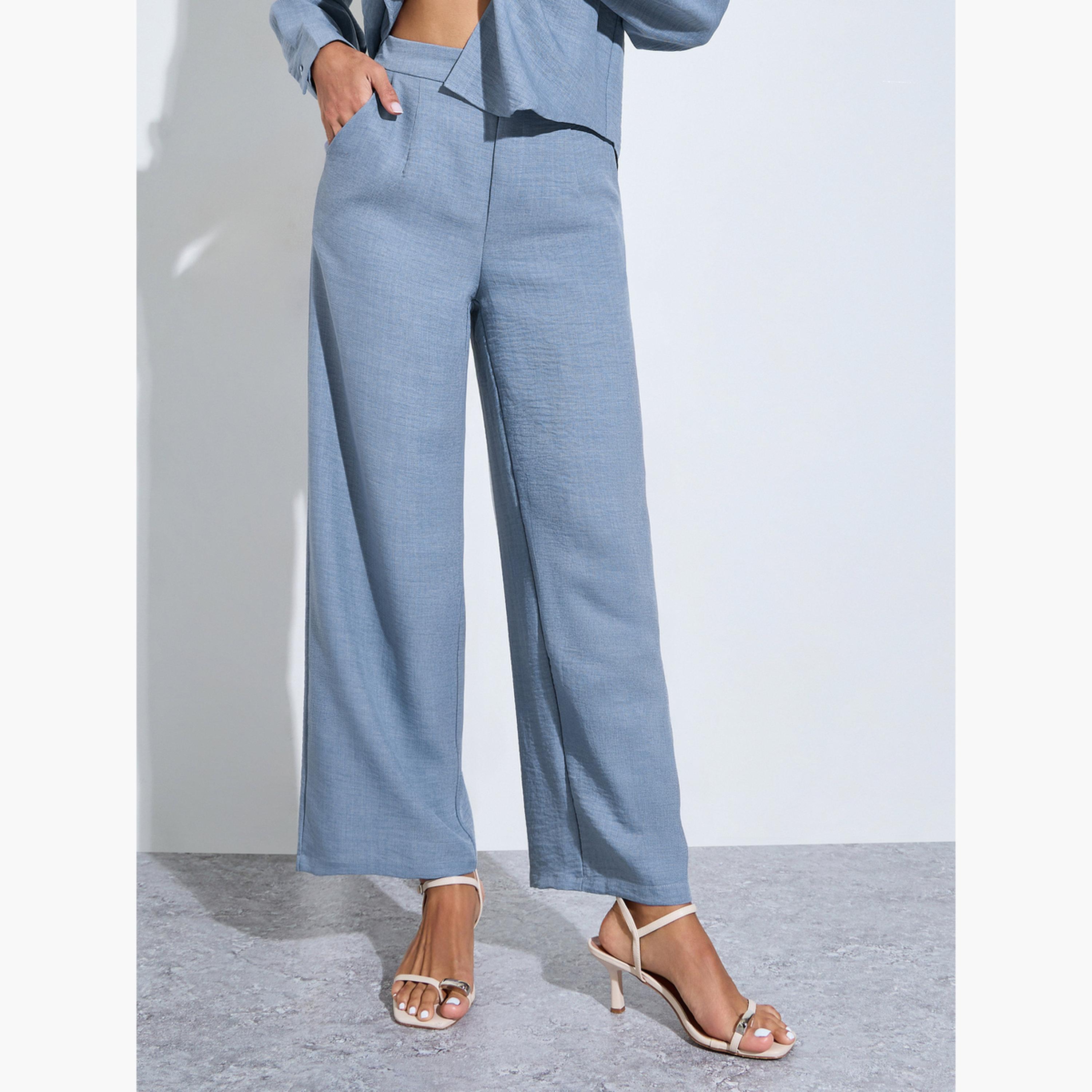 Amirah X Styli Blue Embroidered Detail Shirt and Trousers Modest Set-women-clothing-coordsets-image-5