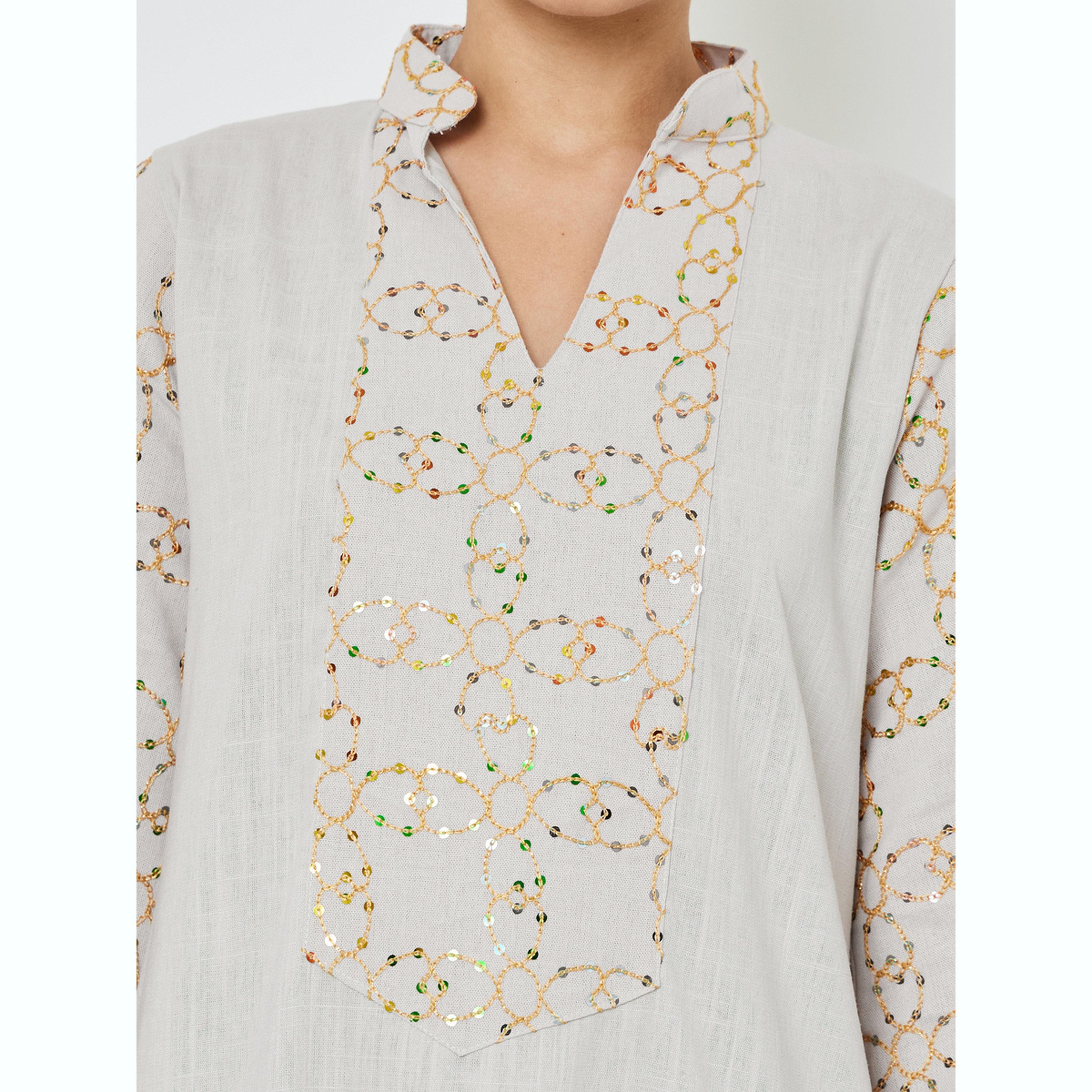 جلابية بيج بأكمام طويلة ومطرزة بالترتر-women-arabicclothing-jalabiyas-image-5