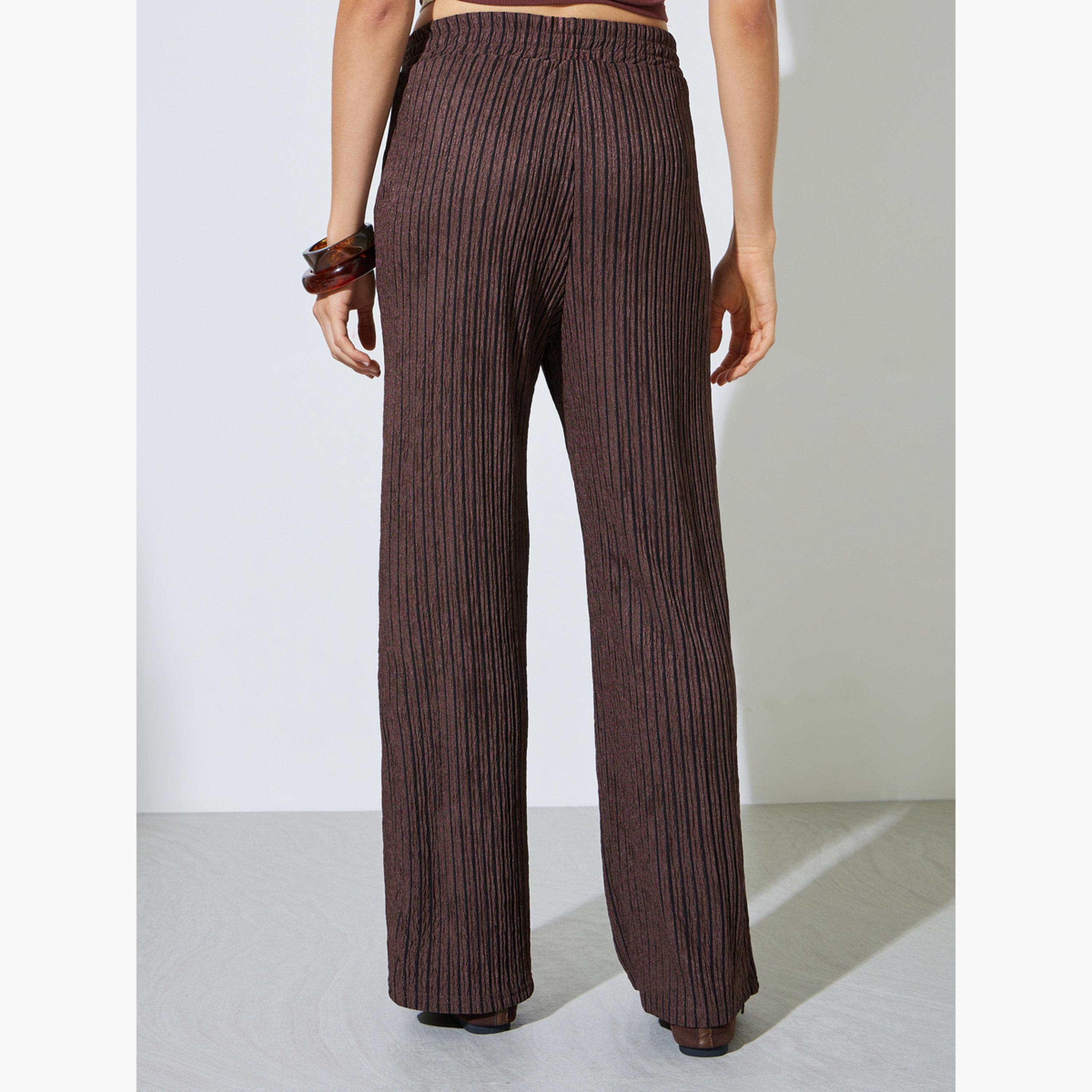 ستايلي - بنطال بني اللون واسع الساقين برباط-women-clothing-bottoms-joggers-image-4