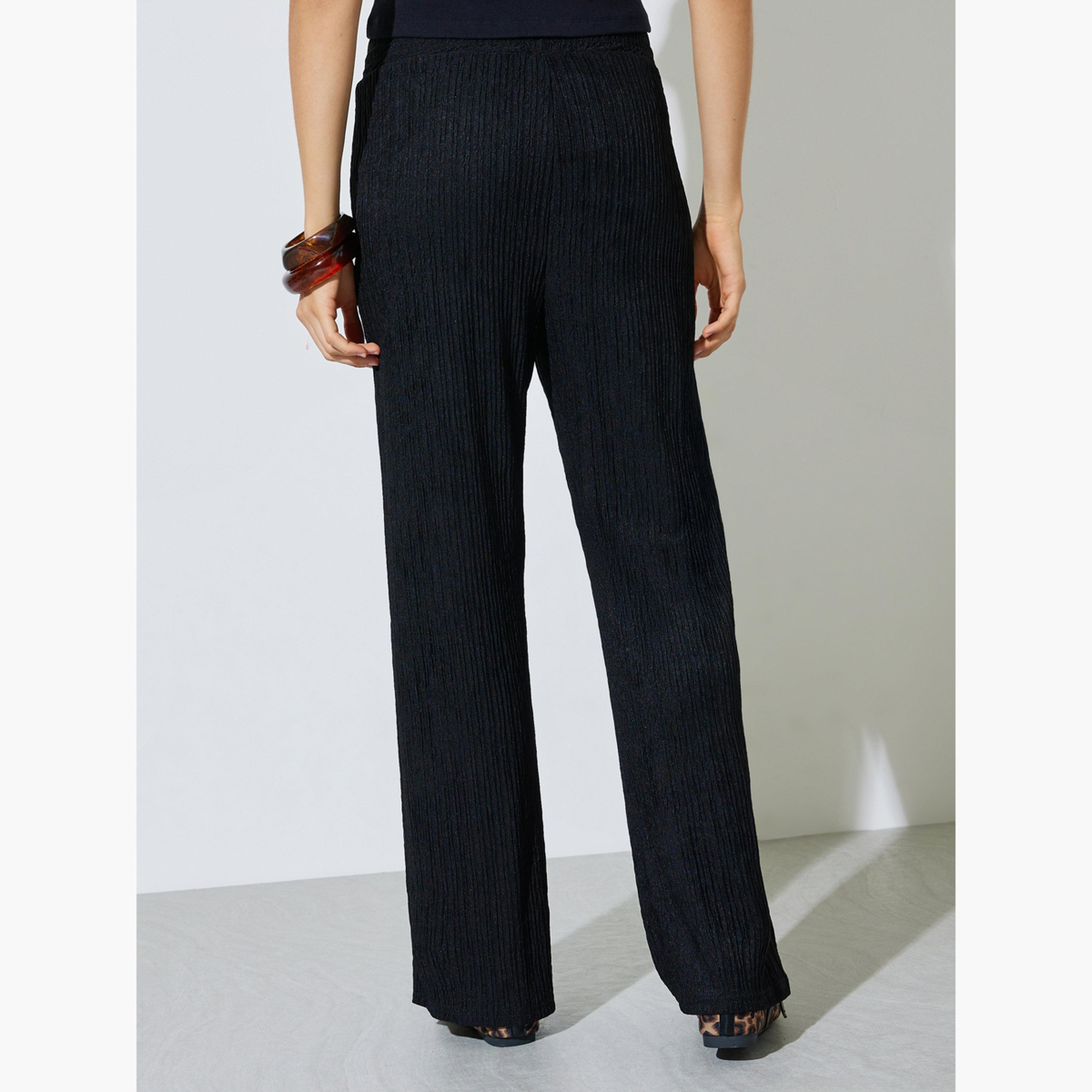 ستايلي - بنطال أسود واسع الساقين برباط-women-clothing-bottoms-joggers-image-5