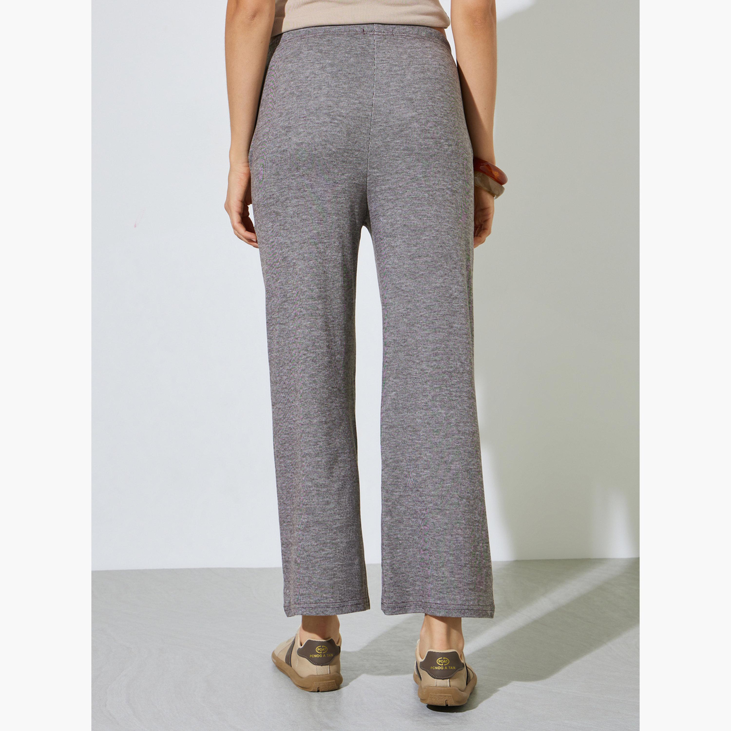 ستايلي - بنطال بني واسع الساقين مع جيب جانبي-women-clothing-bottoms-joggers-image-4