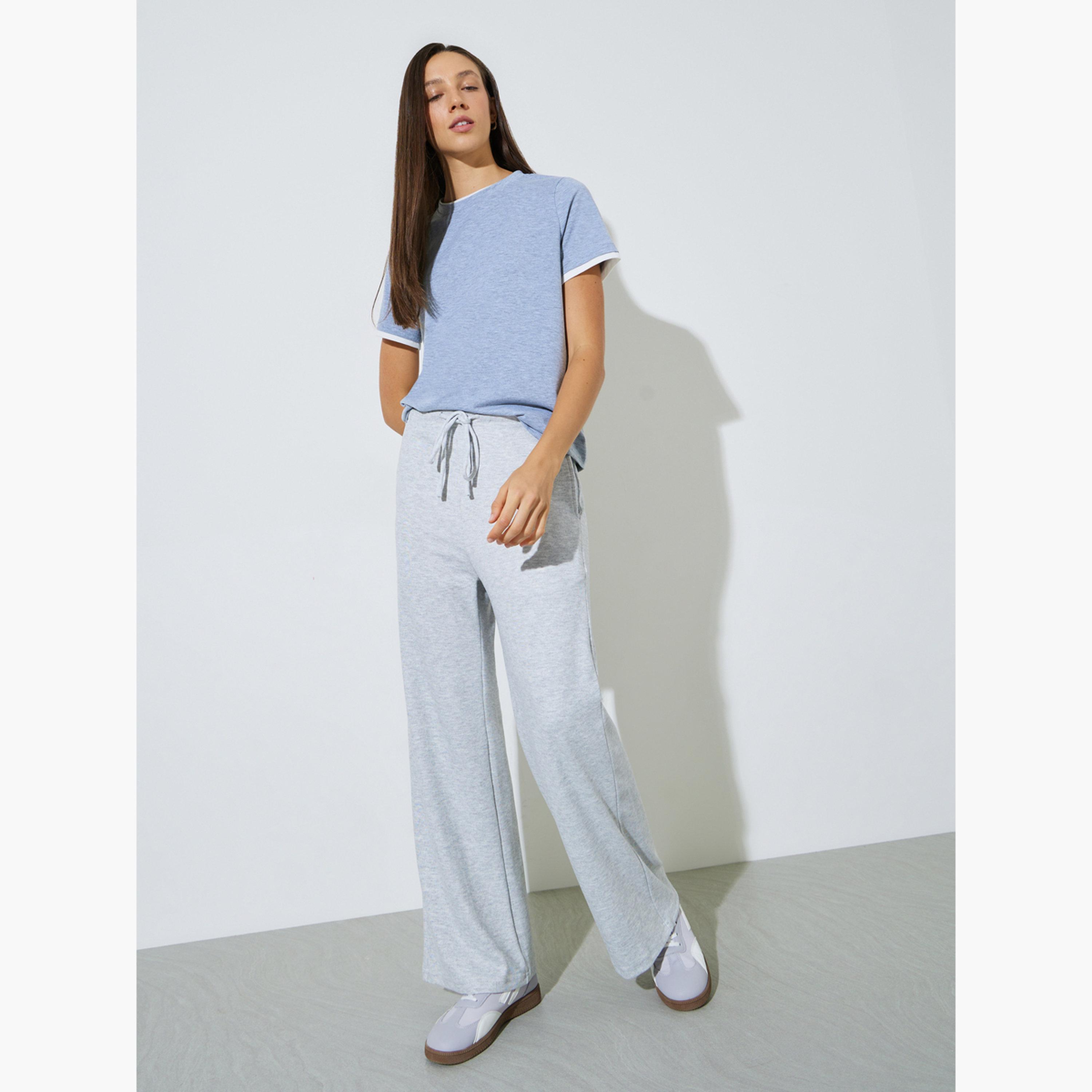 ستايلي - بنطال رمادي واسع الساقين مع جيب جانبي-women-clothing-bottoms-joggers-image-3