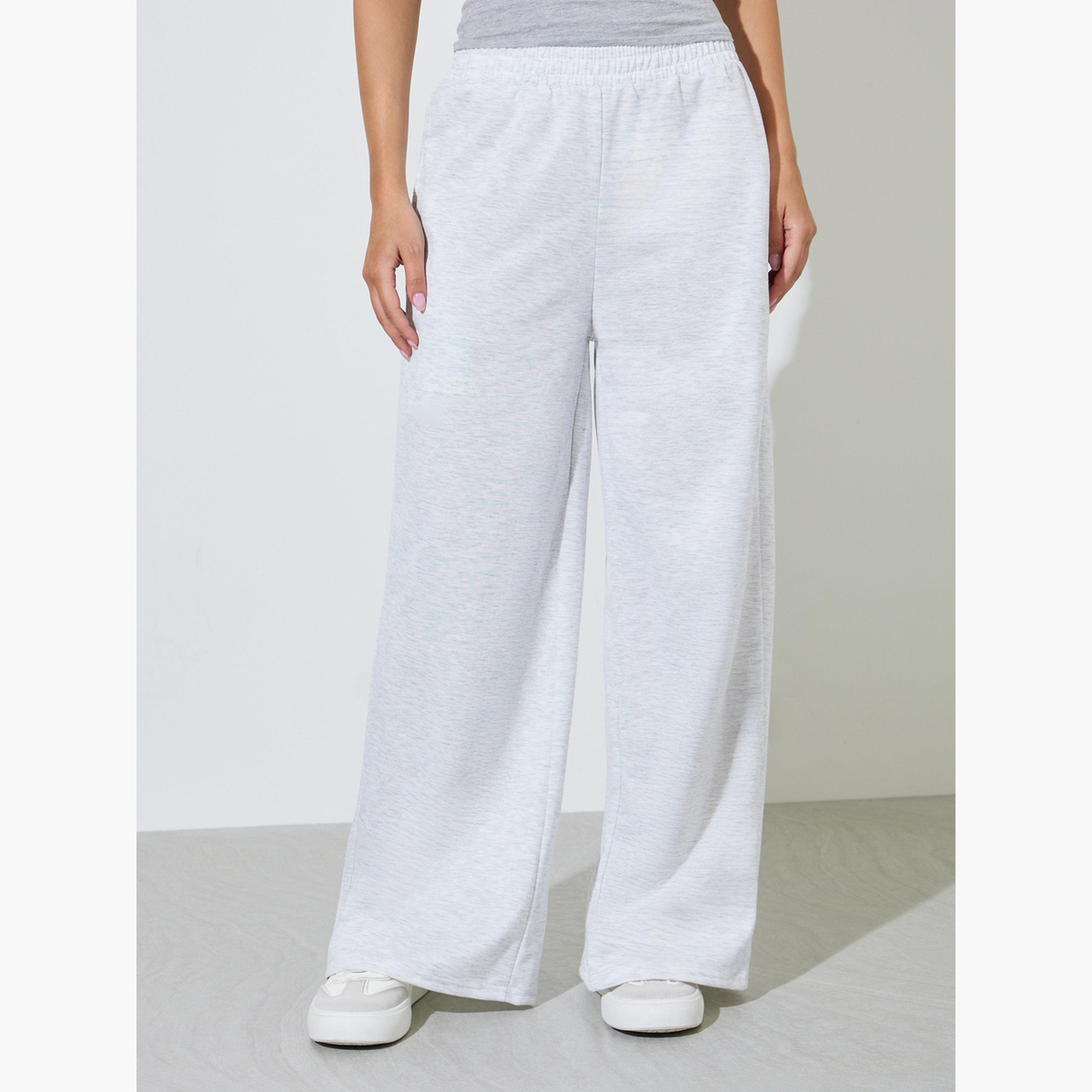 Styli Grey Wide Leg Pants with Elastic Waistband-women-clothing-trousers-image-1