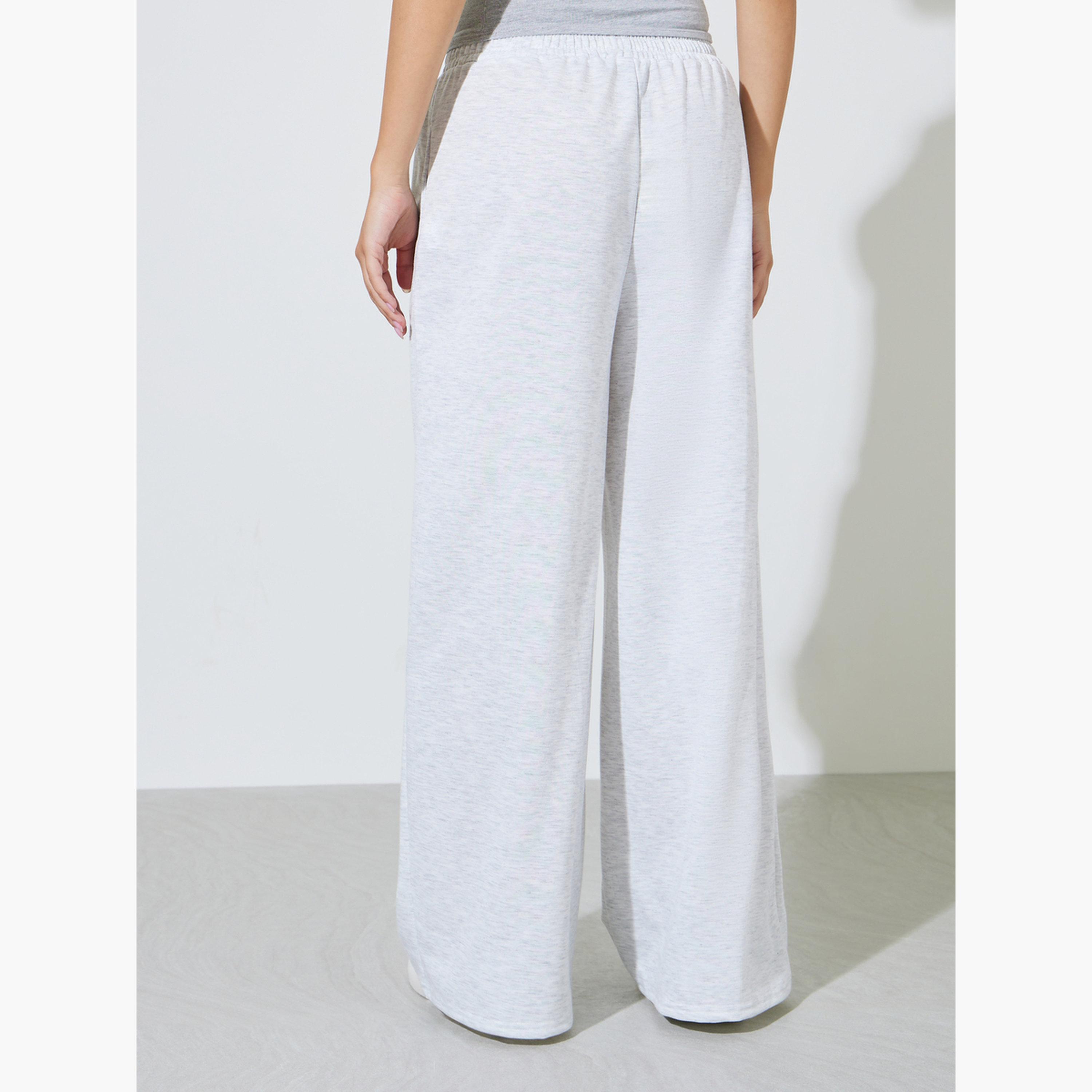 Styli Grey Wide Leg Pants with Elastic Waistband-women-clothing-trousers-image-4