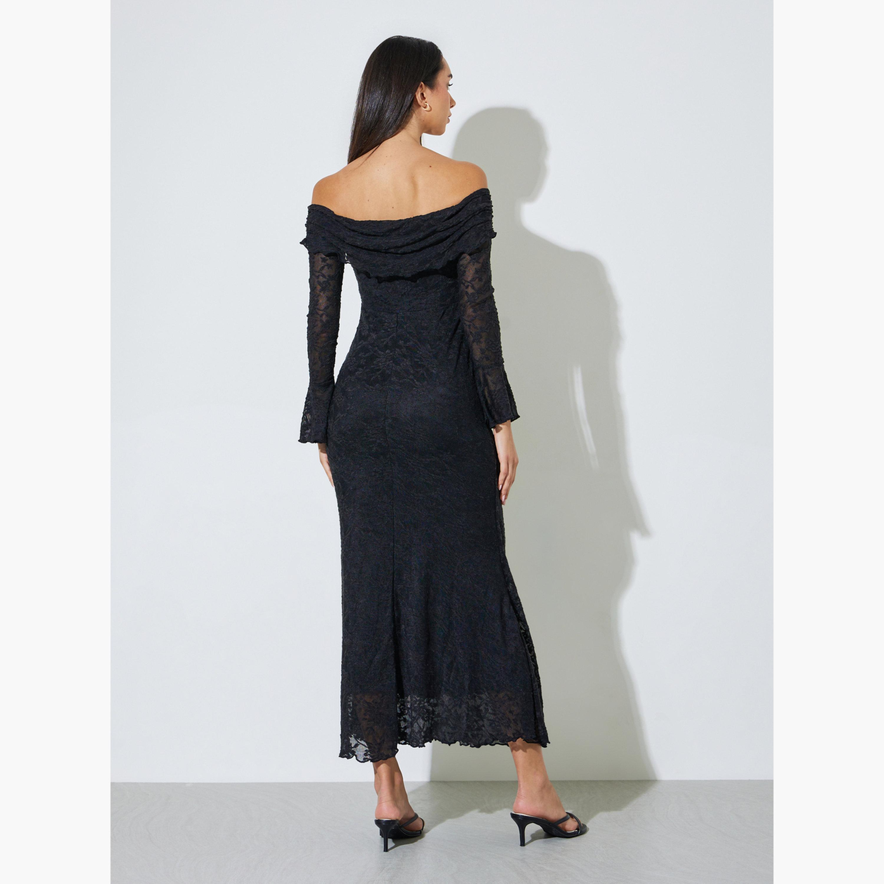 فستان طويل بحافة حورية البحر وأكتاف مكشوفة-women-clothing-dresses-image-4