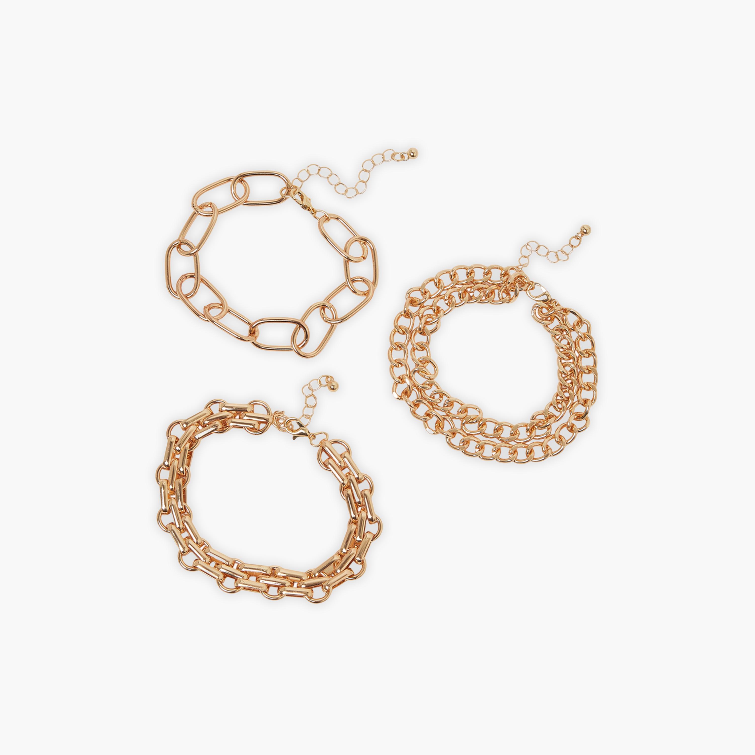 Styli Set of 3 - Gold Tone Link Chain Bracelets-women-watchesandjewellery-jewellery-banglesandbracelets-image-1
