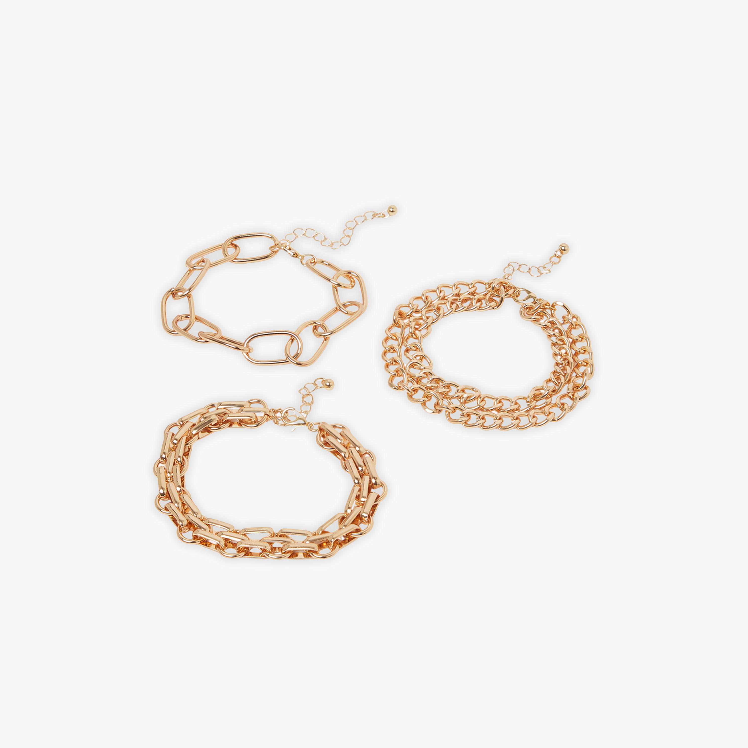 Styli Set of 3 - Gold Tone Link Chain Bracelets-women-watchesandjewellery-jewellery-banglesandbracelets-image-3