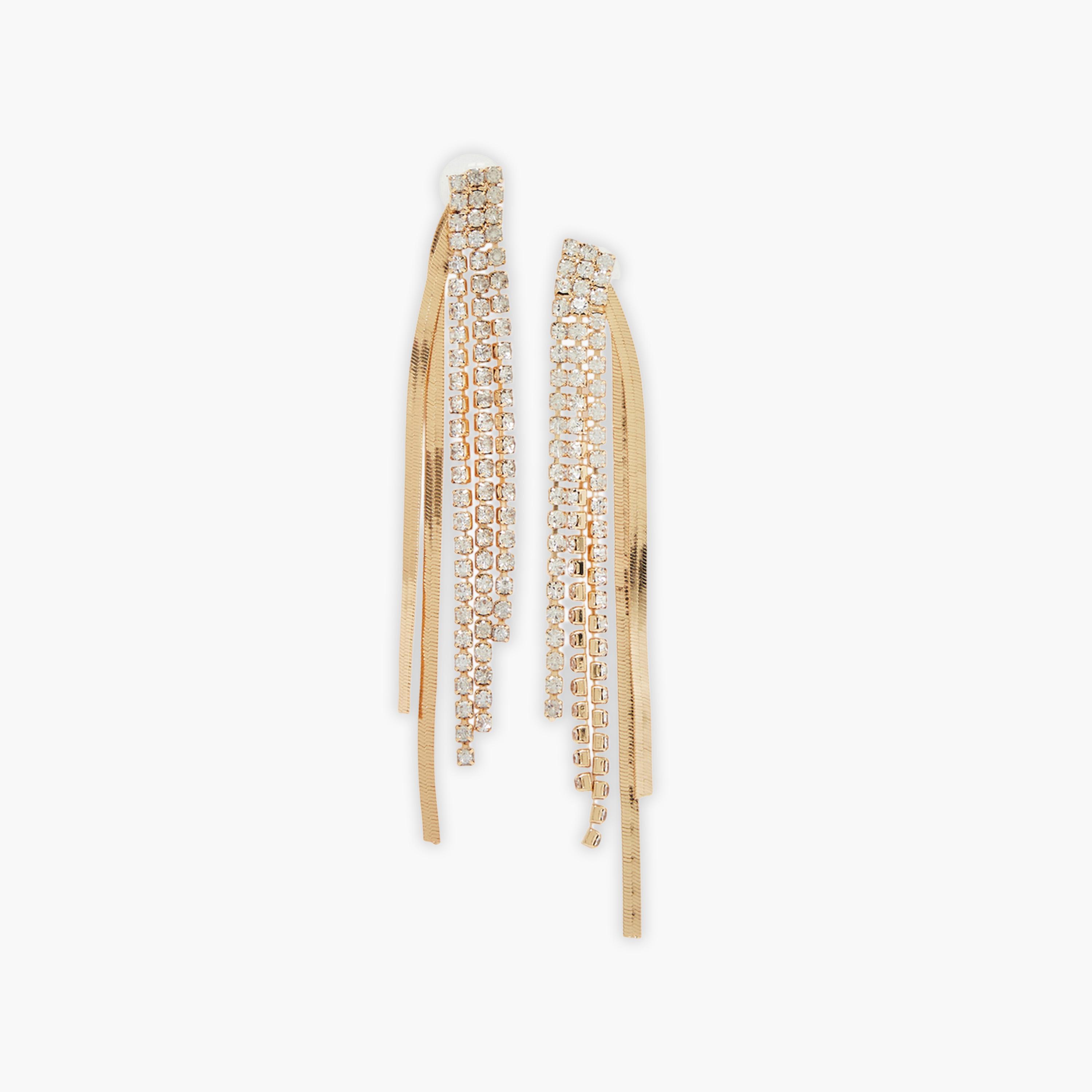 أقراط مزينة بشرابات بلون ذهبي-women-watchesandjewellery-jewellery-earrings-image-1