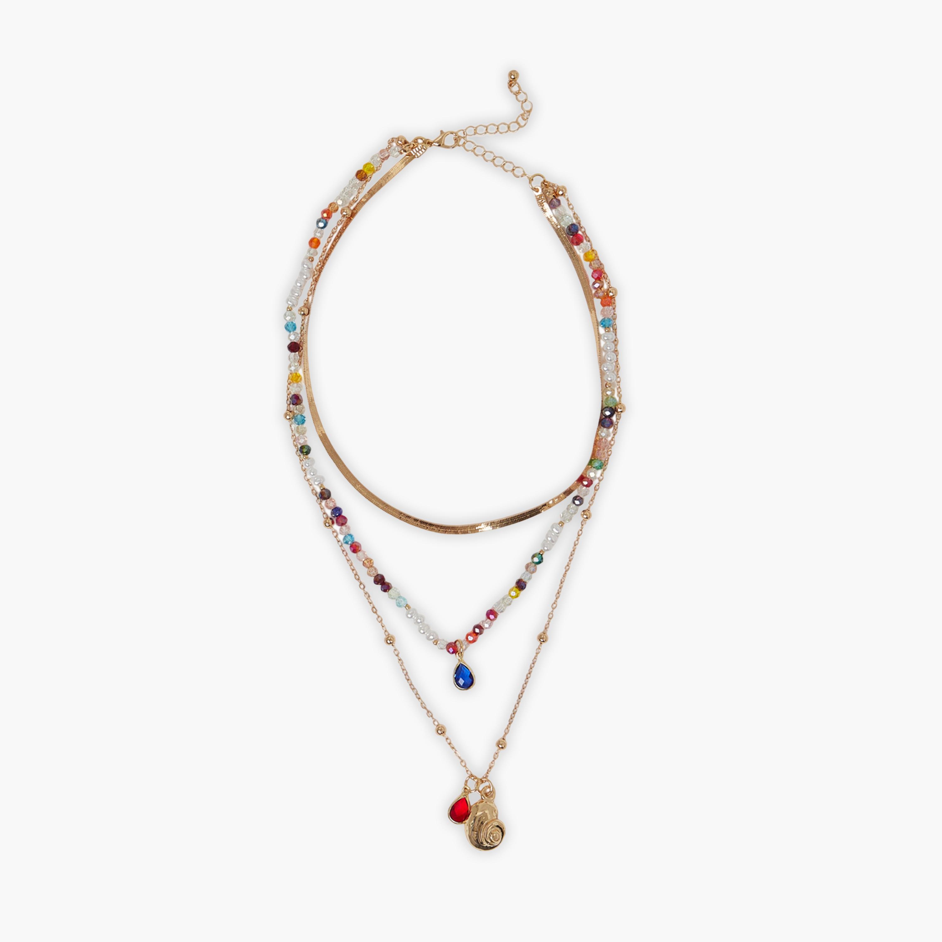 عقد سلسلة متعدد الطبقات بلون ذهبي-women-watchesandjewellery-jewellery-necklacesandpendants-image-2