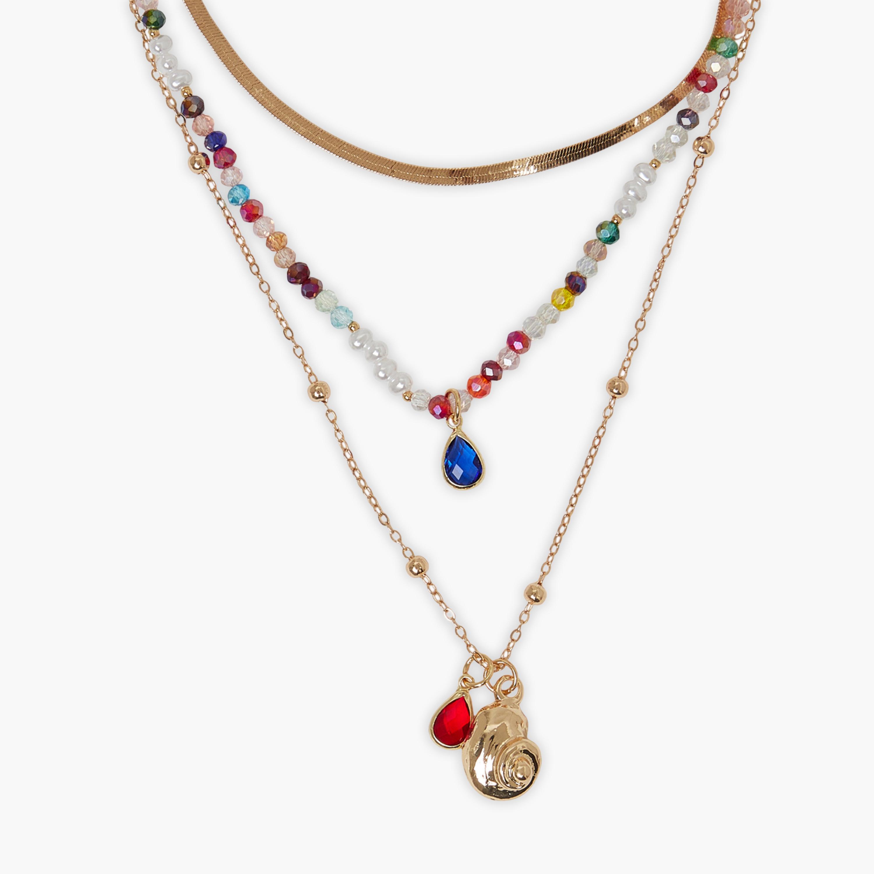 عقد سلسلة متعدد الطبقات بلون ذهبي-women-watchesandjewellery-jewellery-necklacesandpendants-image-3