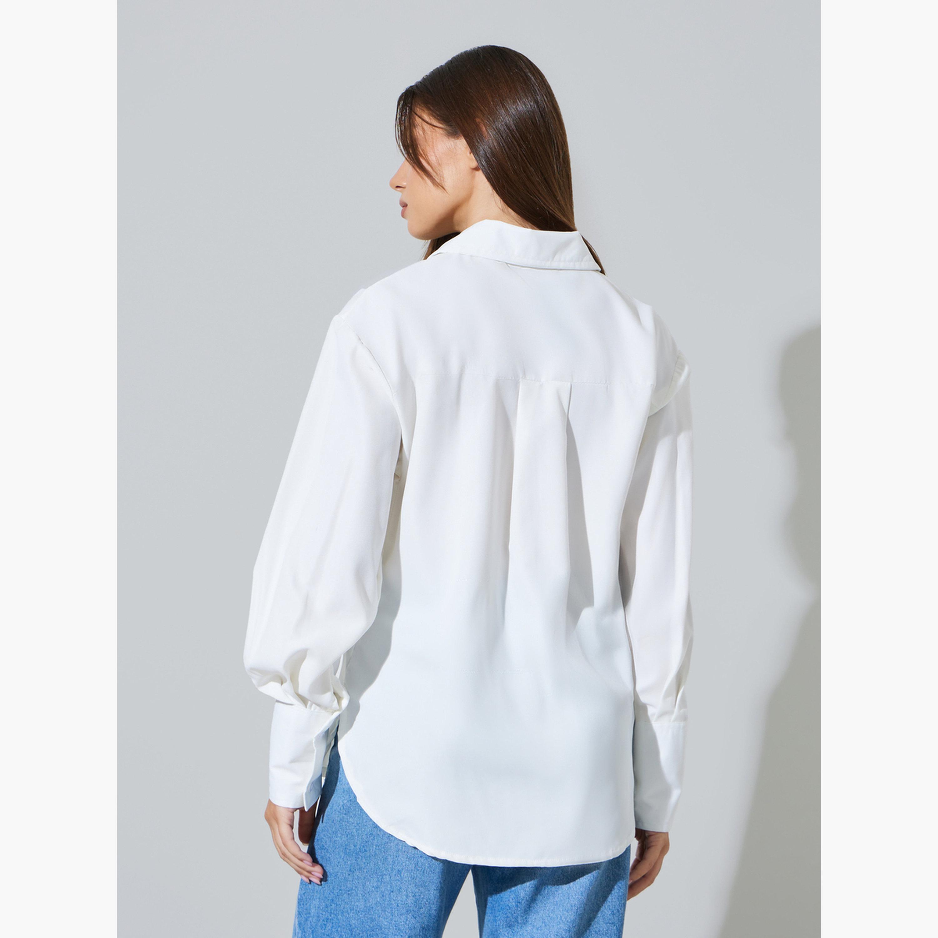 Styli White Zip-Up Longline Shirt-women-clothing-shirtsandblouses-shirts-image-4