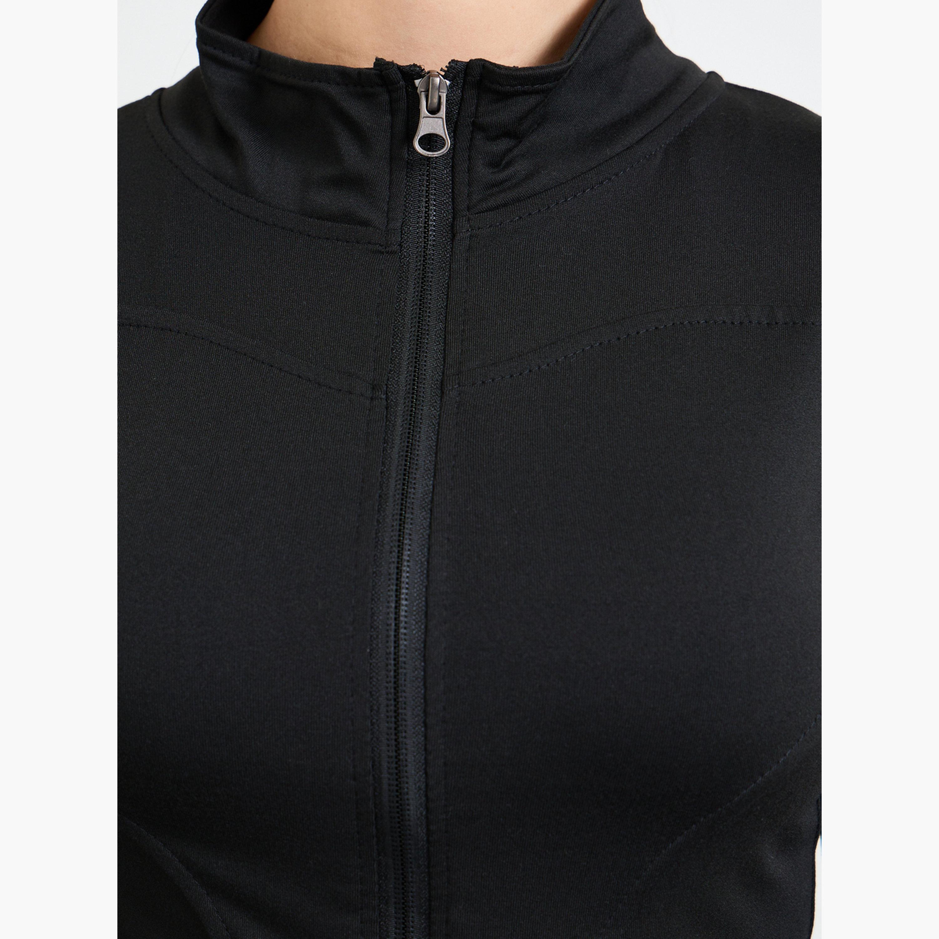 ستايلي - جاكيت أسود أساسي بسحاب مع فتحة للإبهام-sports-women-clothing-coatsandjackets-jackets-image-5