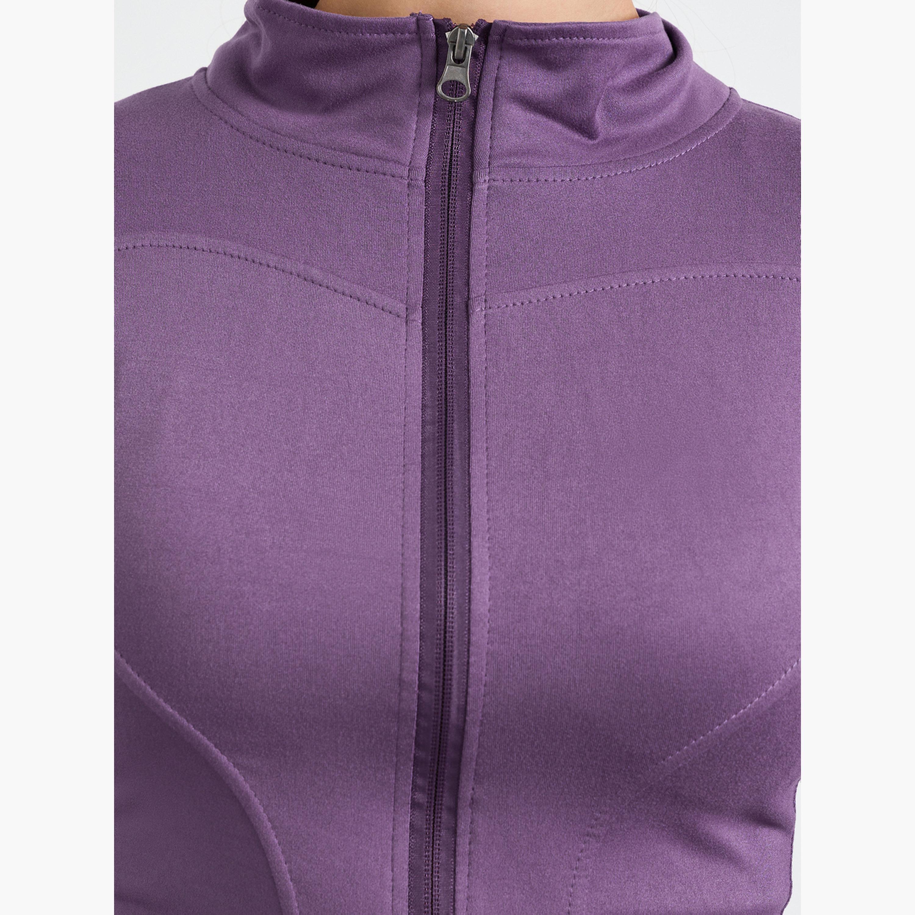 Styli Purple Basic Thumbhole Detail Zip Up Jacket-sports-women-clothing-coatsandjackets-jackets-image-4