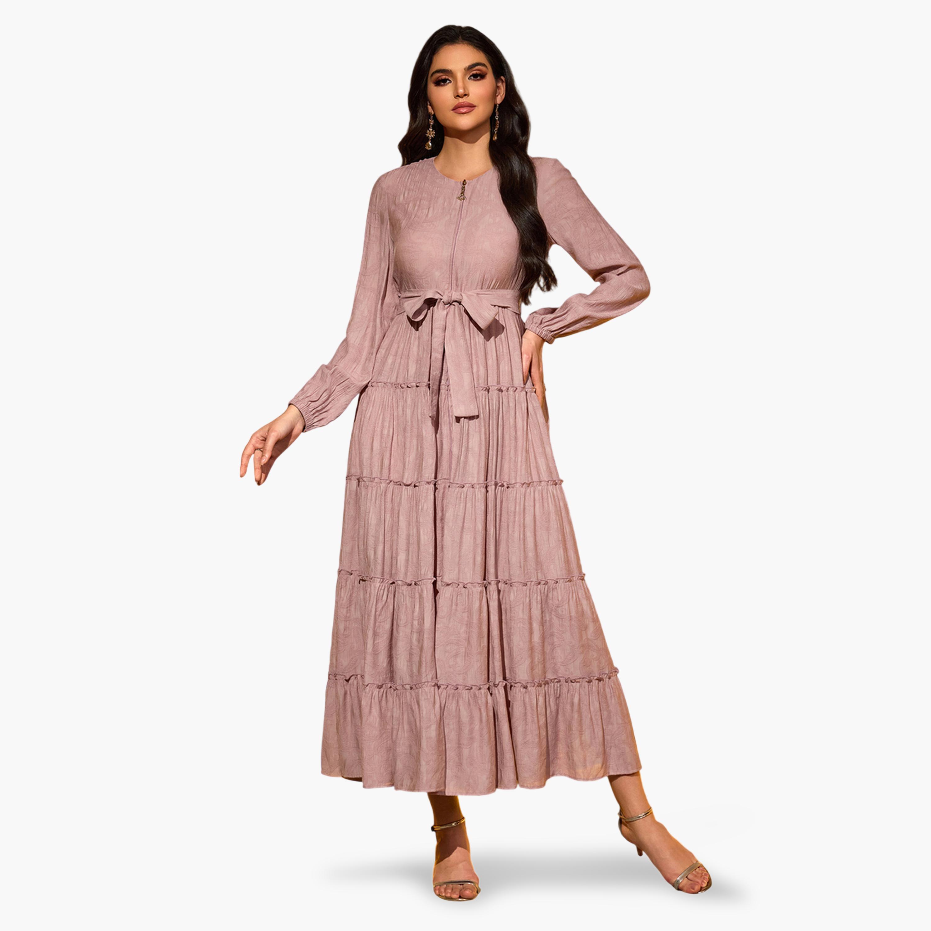 فستان طويل سادة متعدد الطبقات-women-clothing-dresses-image-1