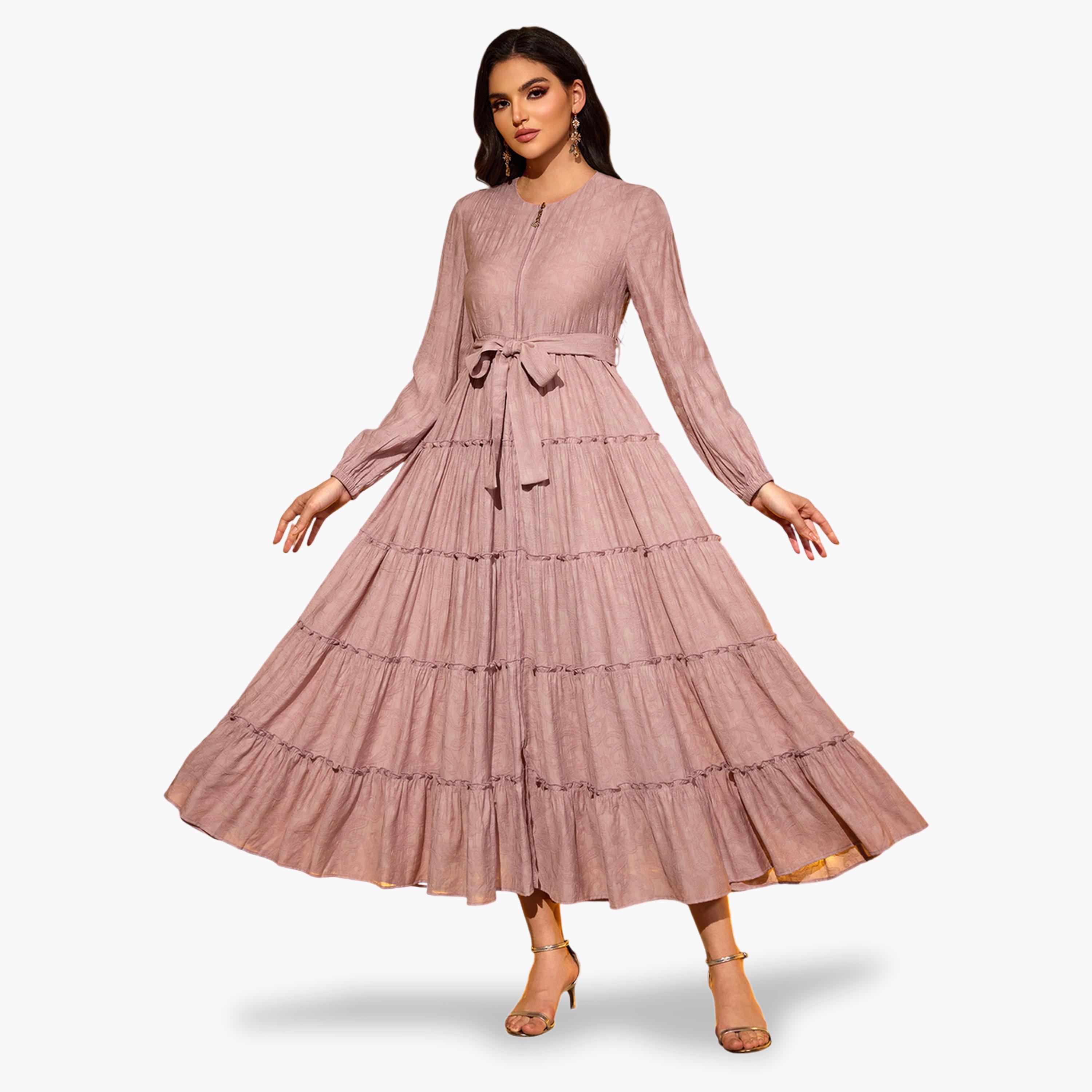 فستان طويل سادة متعدد الطبقات-women-clothing-dresses-image-2