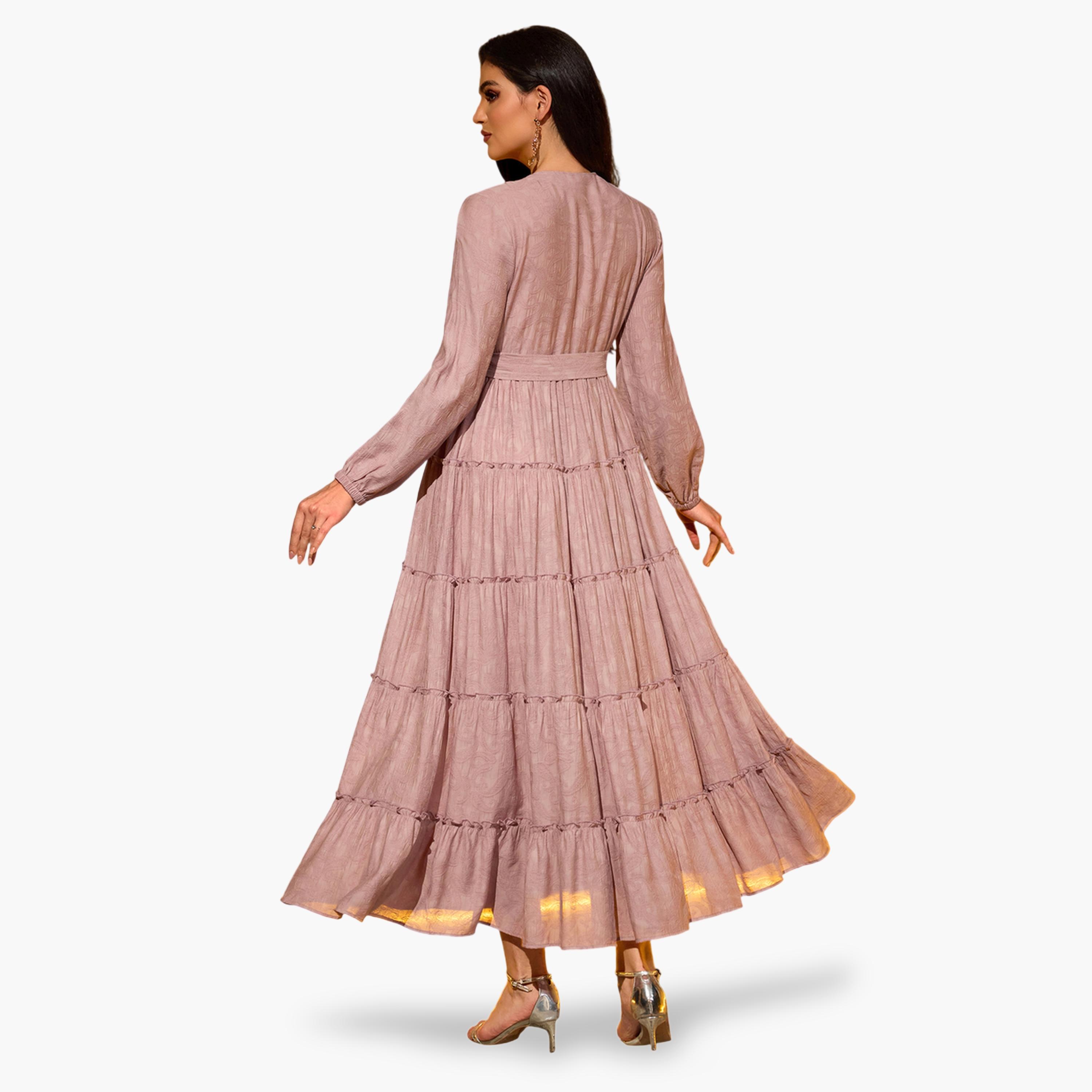 فستان طويل سادة متعدد الطبقات-women-clothing-dresses-image-3