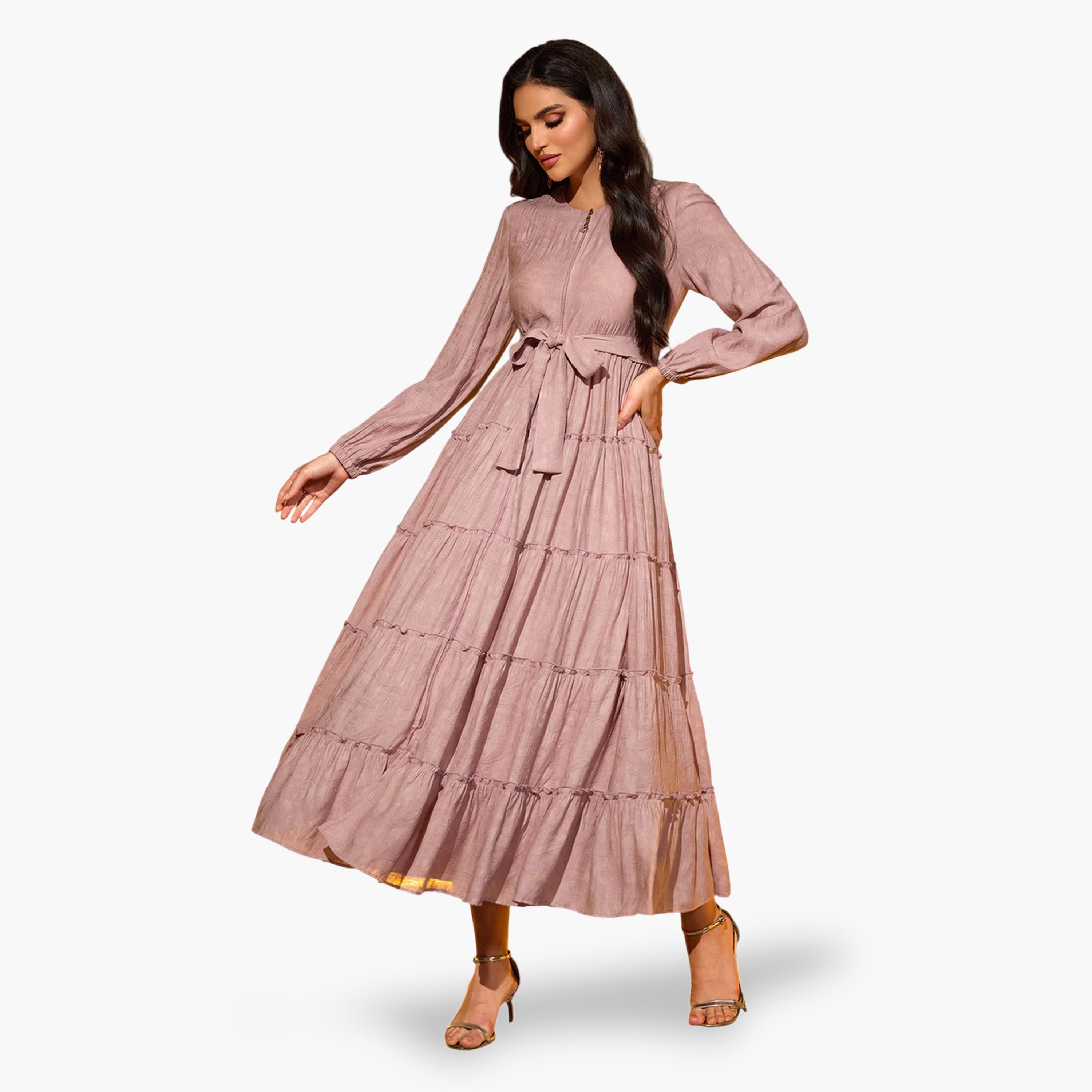 فستان طويل سادة متعدد الطبقات-women-clothing-dresses-image-4
