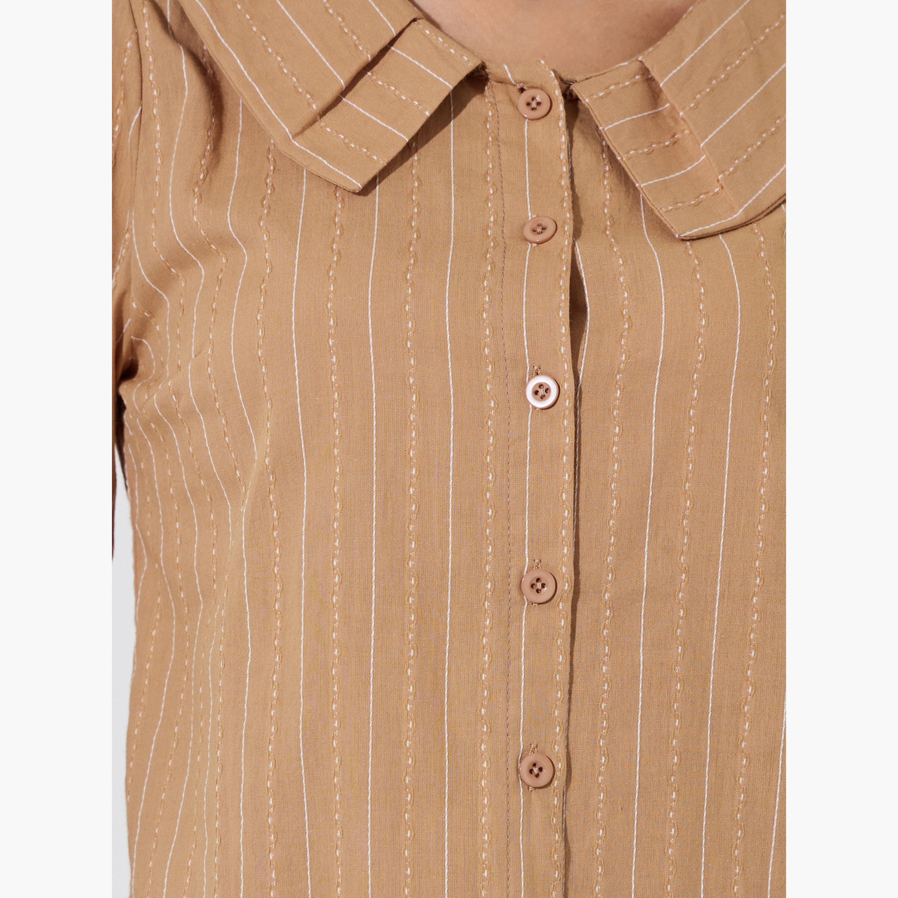 بلوزة بياقة بيتر بان وتفاصيل بارزة الملمس-women-clothing-shirtsandblouses-shirts-image-5