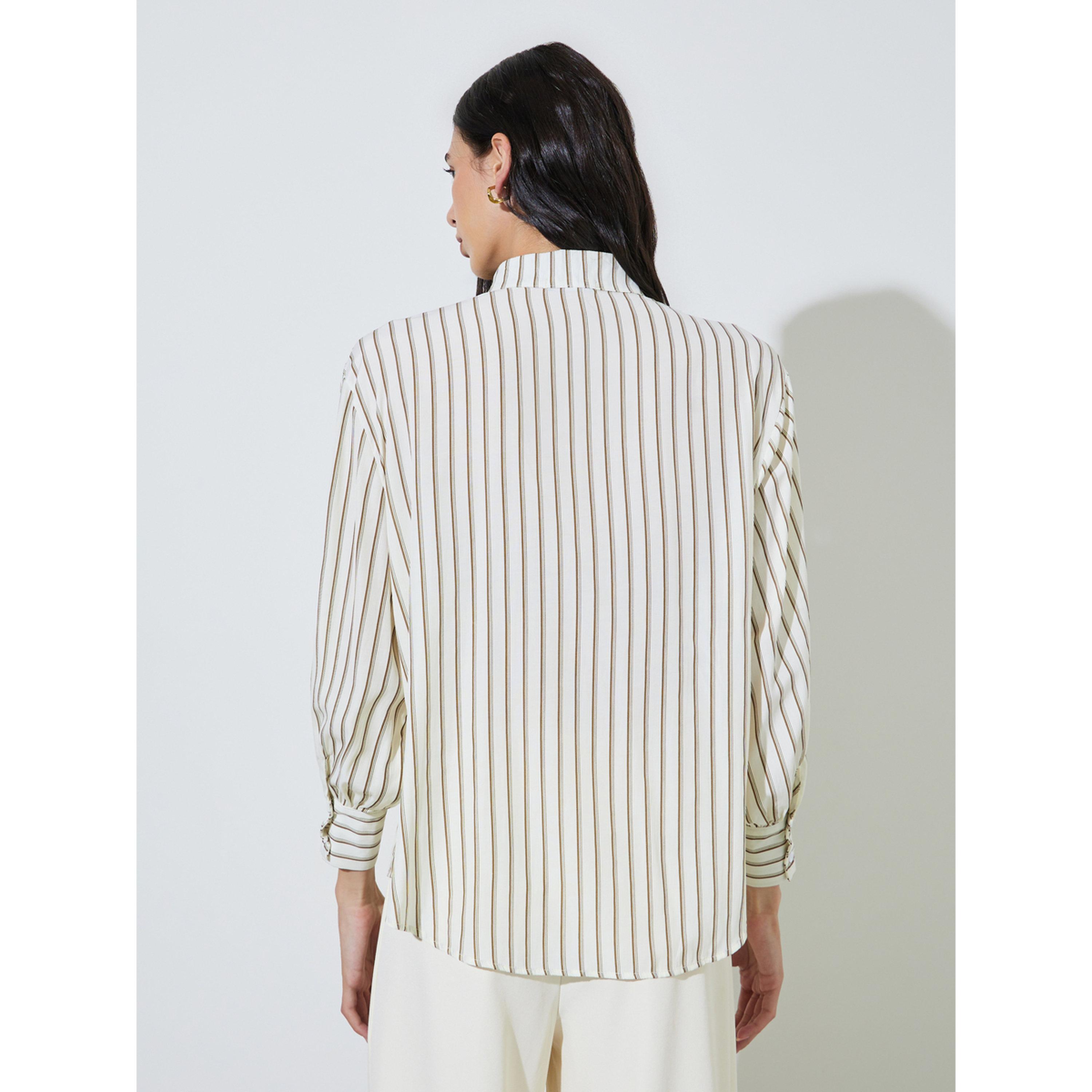 Styli Multi-Color Striped Long Sleeve Blouse with Tie-Neck Detail-women-clothing-shirtsandblouses-blouses-image-3