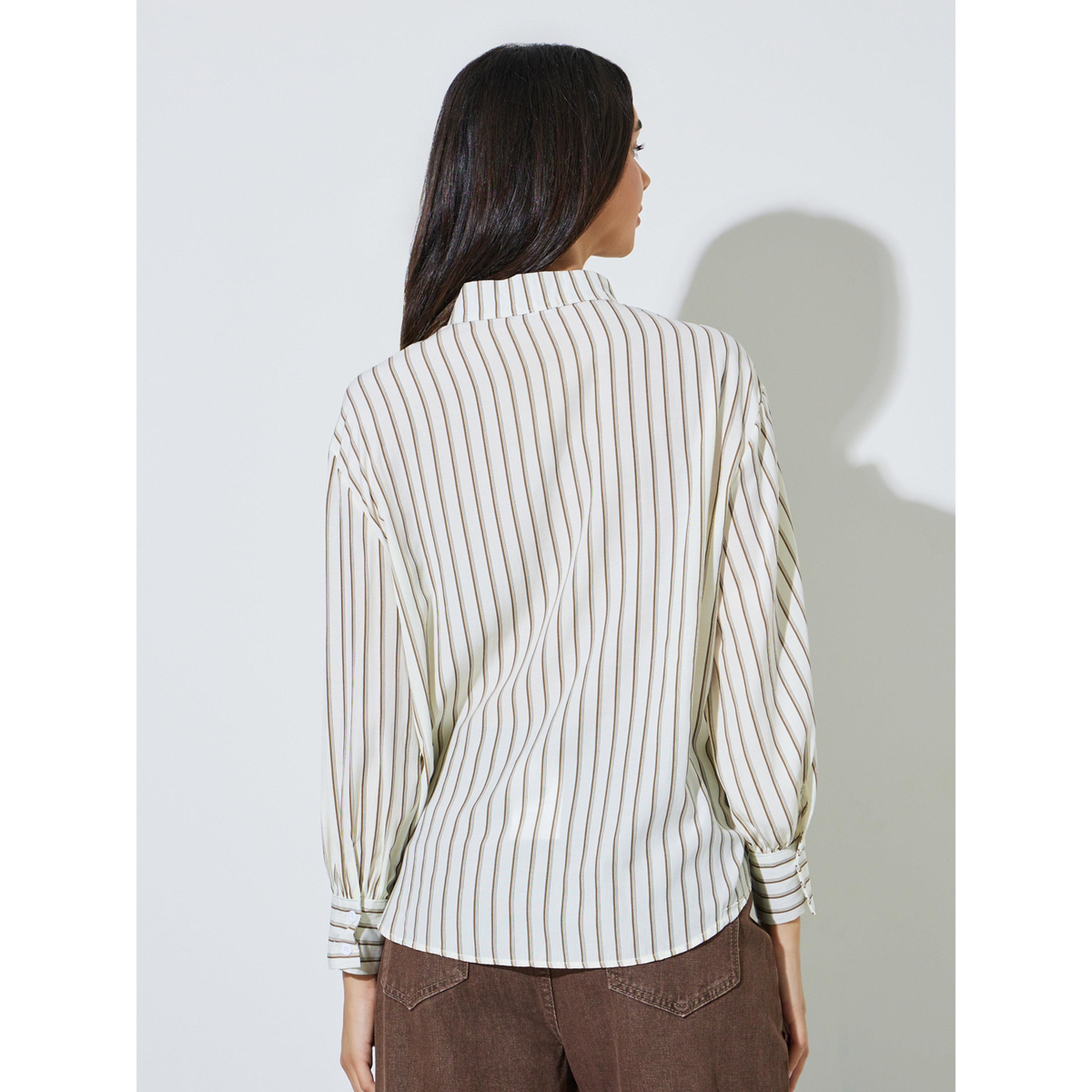 Styli Multi-Color Striped Long Sleeve Blouse with Tie-Neck Detail-women-clothing-shirtsandblouses-blouses-image-4