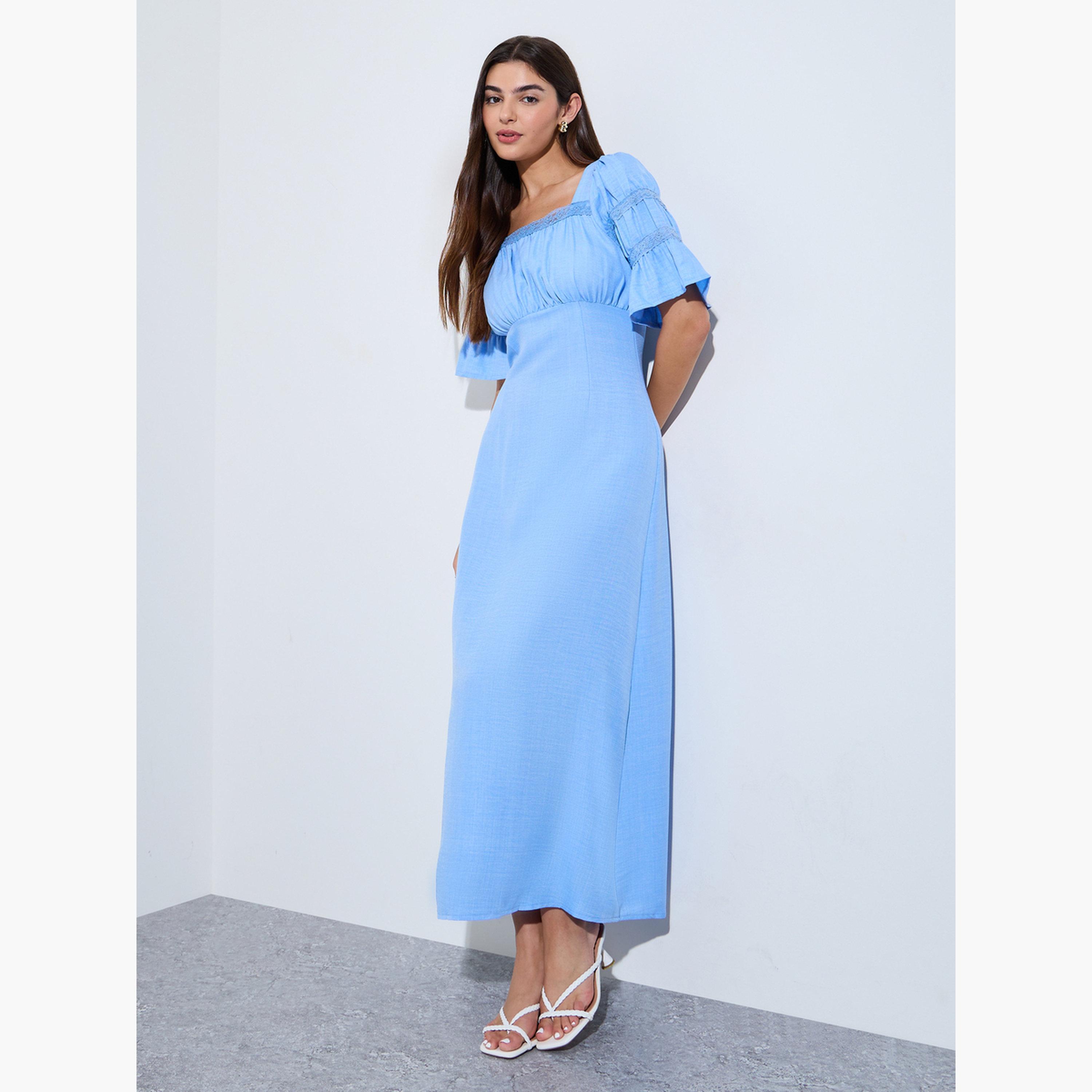 Styli Blue Lace Trim Square Neck Maxi Dress-women-clothing-dresses-image-1