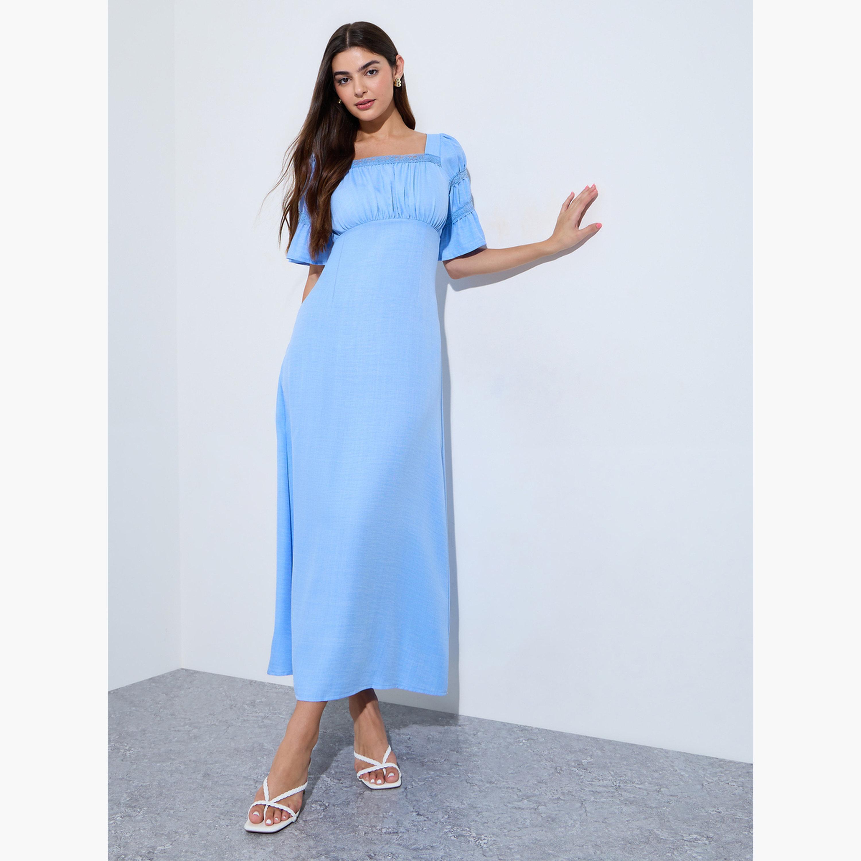 فستان طويل بياقة مربعة وتفاصيل دانتيل-women-clothing-dresses-image-3