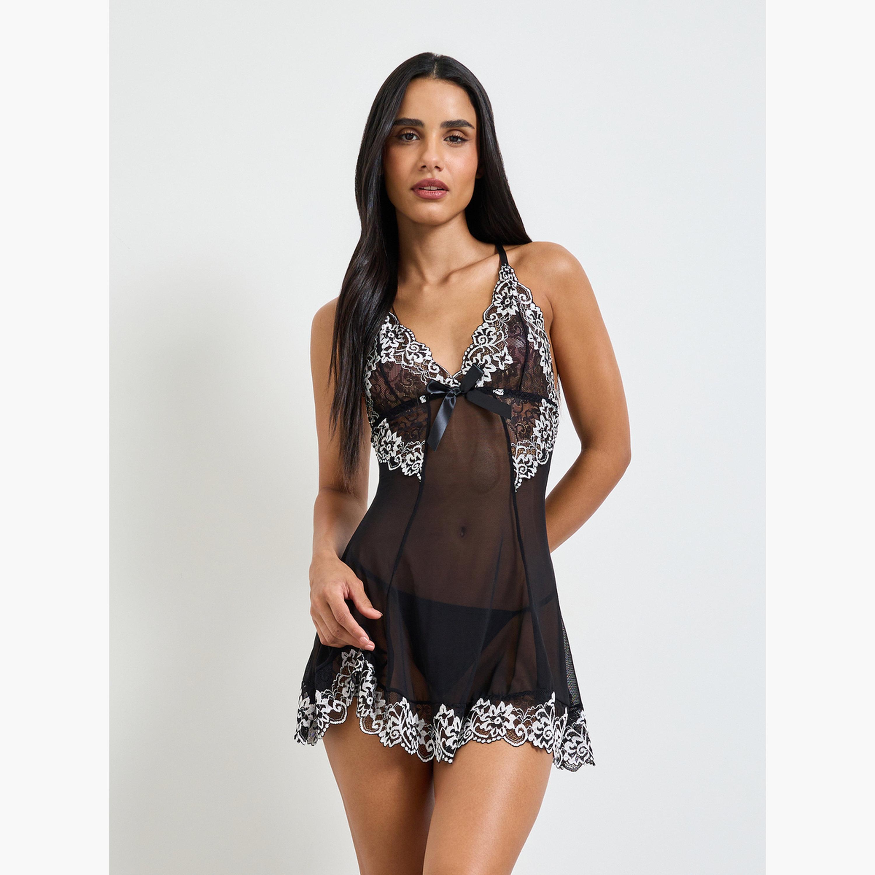 بيبي دول مطرز بأحزمة مع ثونغ-women-clothing-lingerie-babydollsandbodysuits-image-1