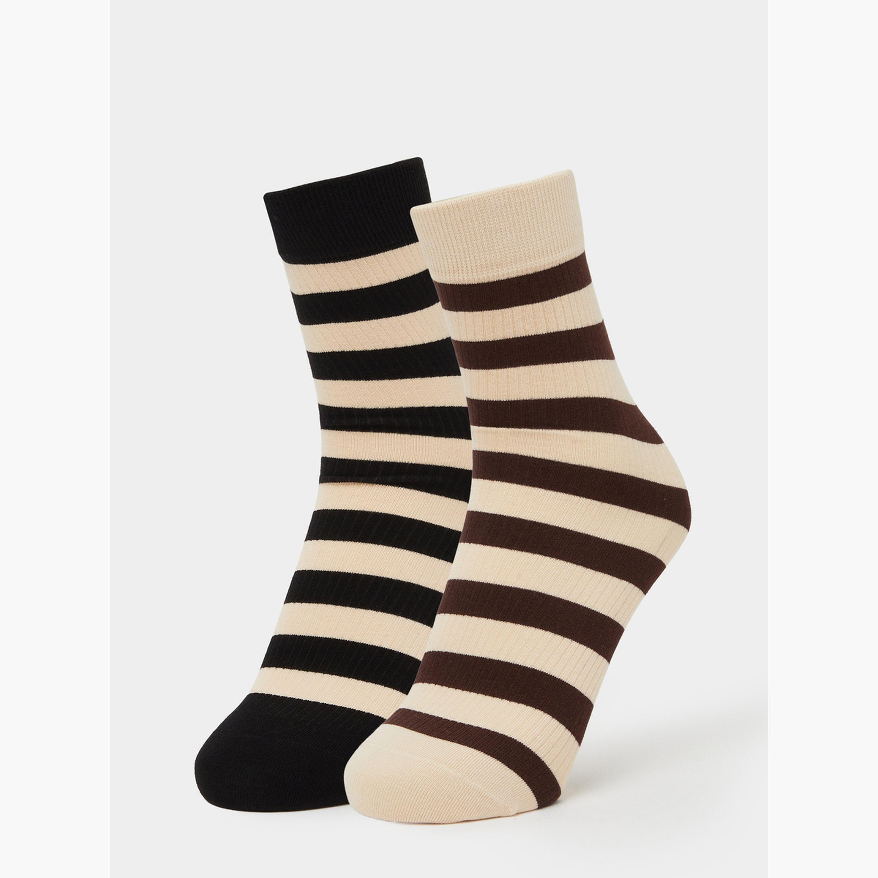 Styli Pack of 2 - Stripe Crew Socks-women-socksandstockings-image-1