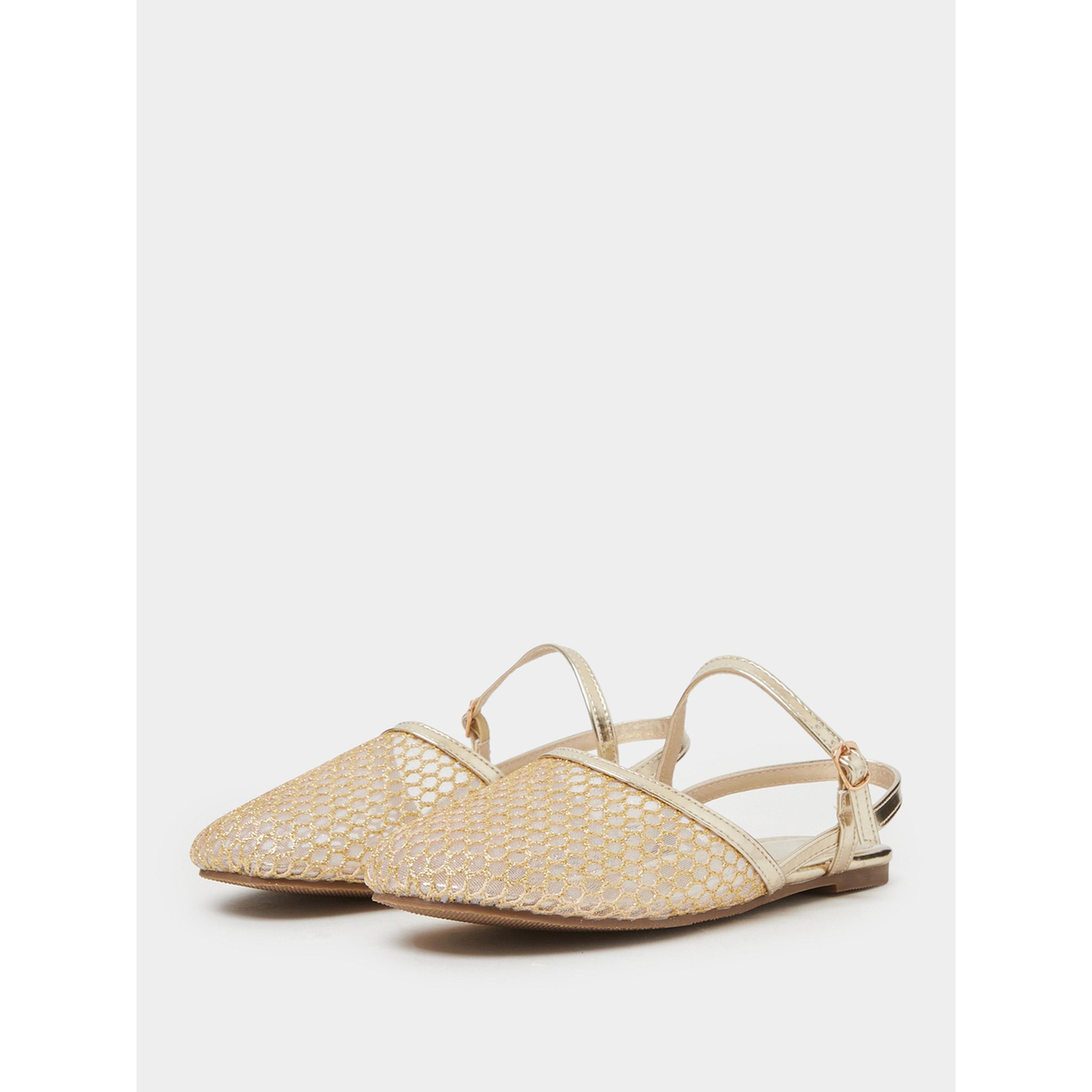 Styli Gold Mesh Slingback Casual Shoes-women-shoes-sandals-flats-image-1
