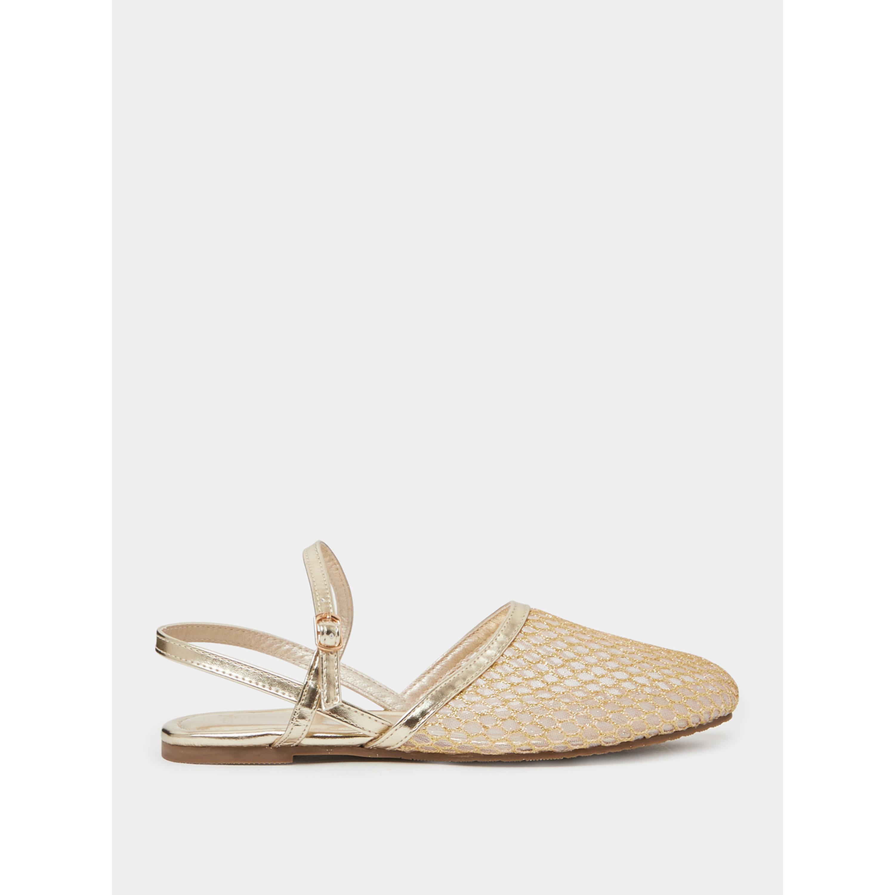Styli Gold Mesh Slingback Casual Shoes-women-shoes-sandals-flats-image-3