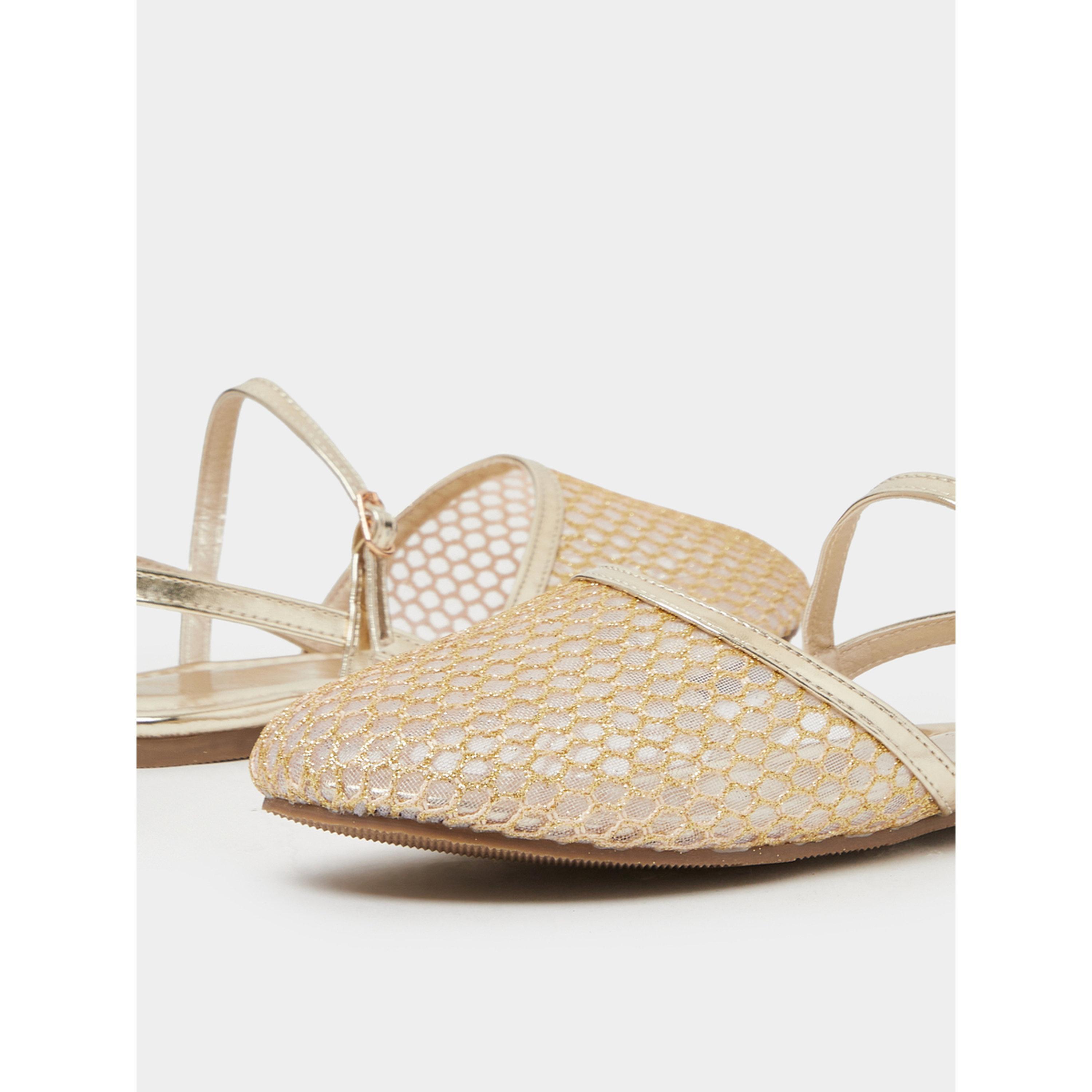 Styli Gold Mesh Slingback Casual Shoes-women-shoes-sandals-flats-image-5