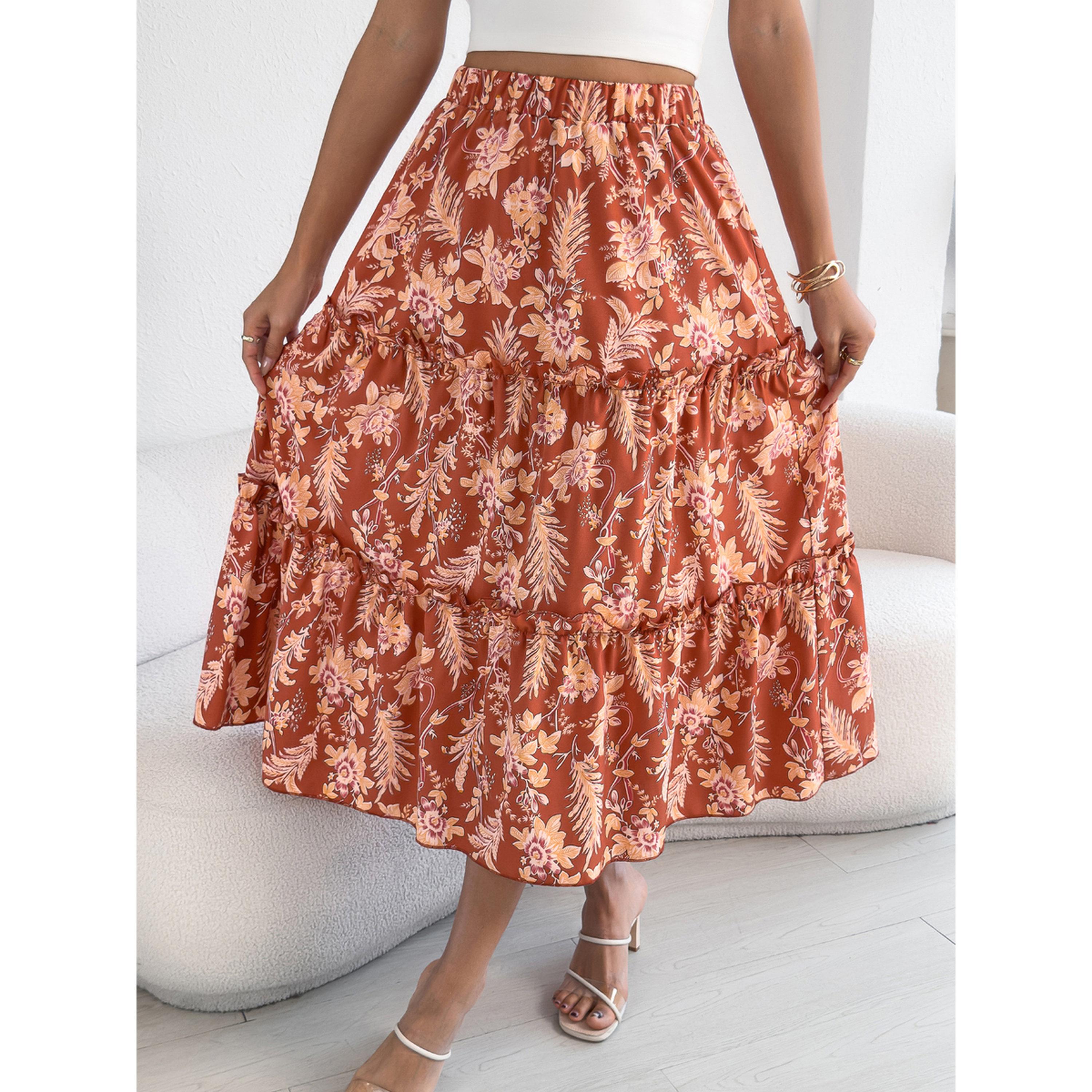 تنورة ميدي بطبقات ونقشة الزهور-women-clothing-skirts-image-3