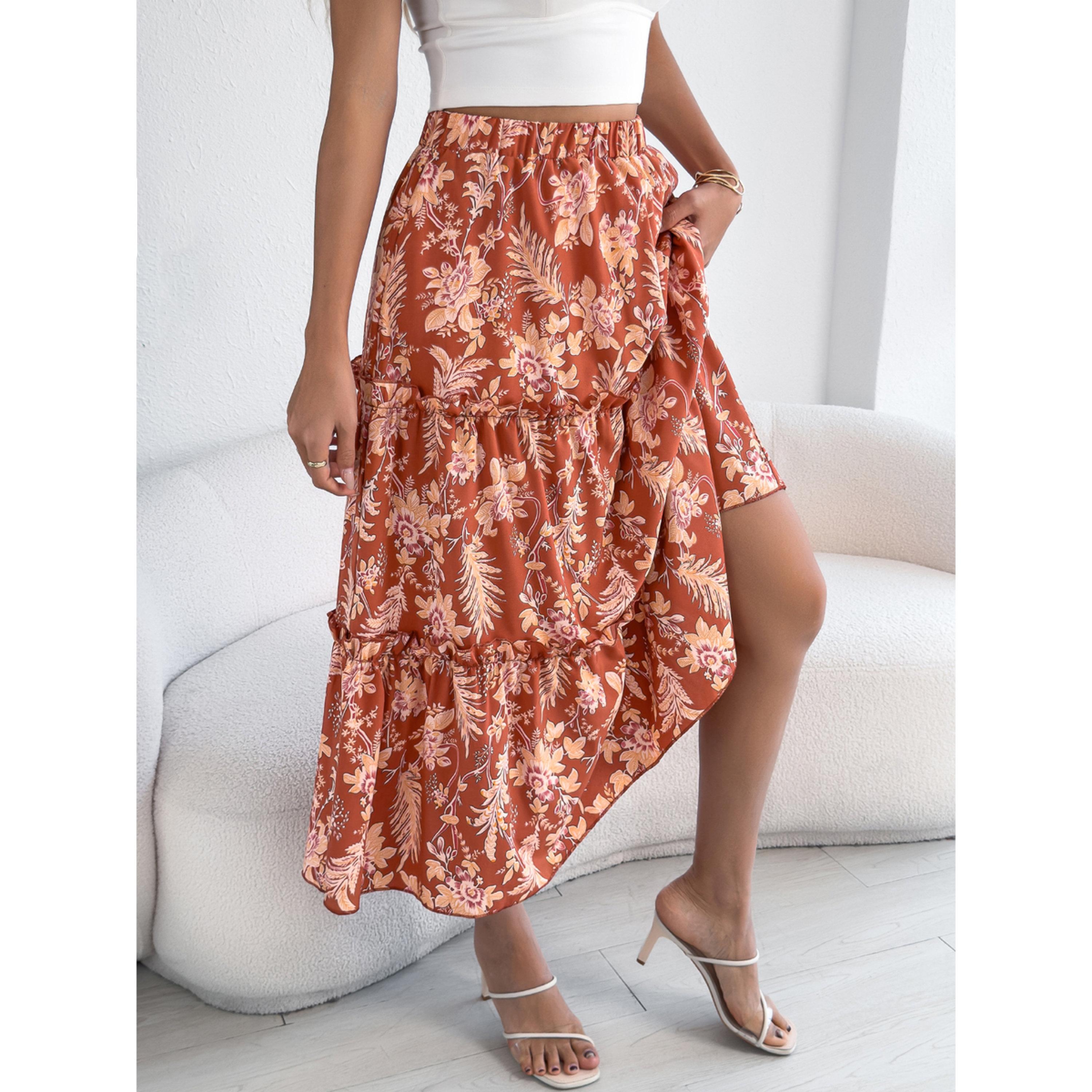 تنورة ميدي بطبقات ونقشة الزهور-women-clothing-skirts-image-4