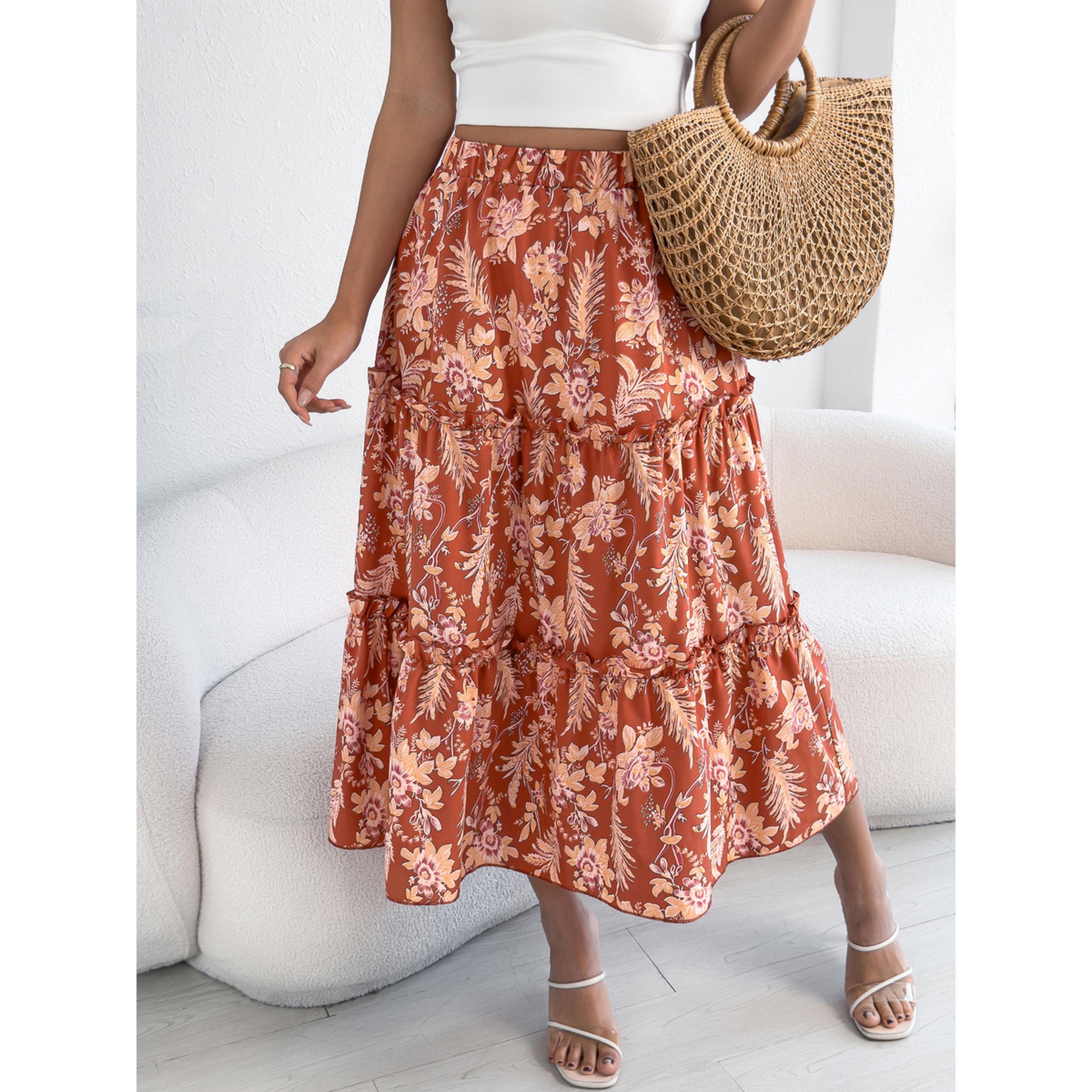 تنورة ميدي بطبقات ونقشة الزهور-women-clothing-skirts-image-5